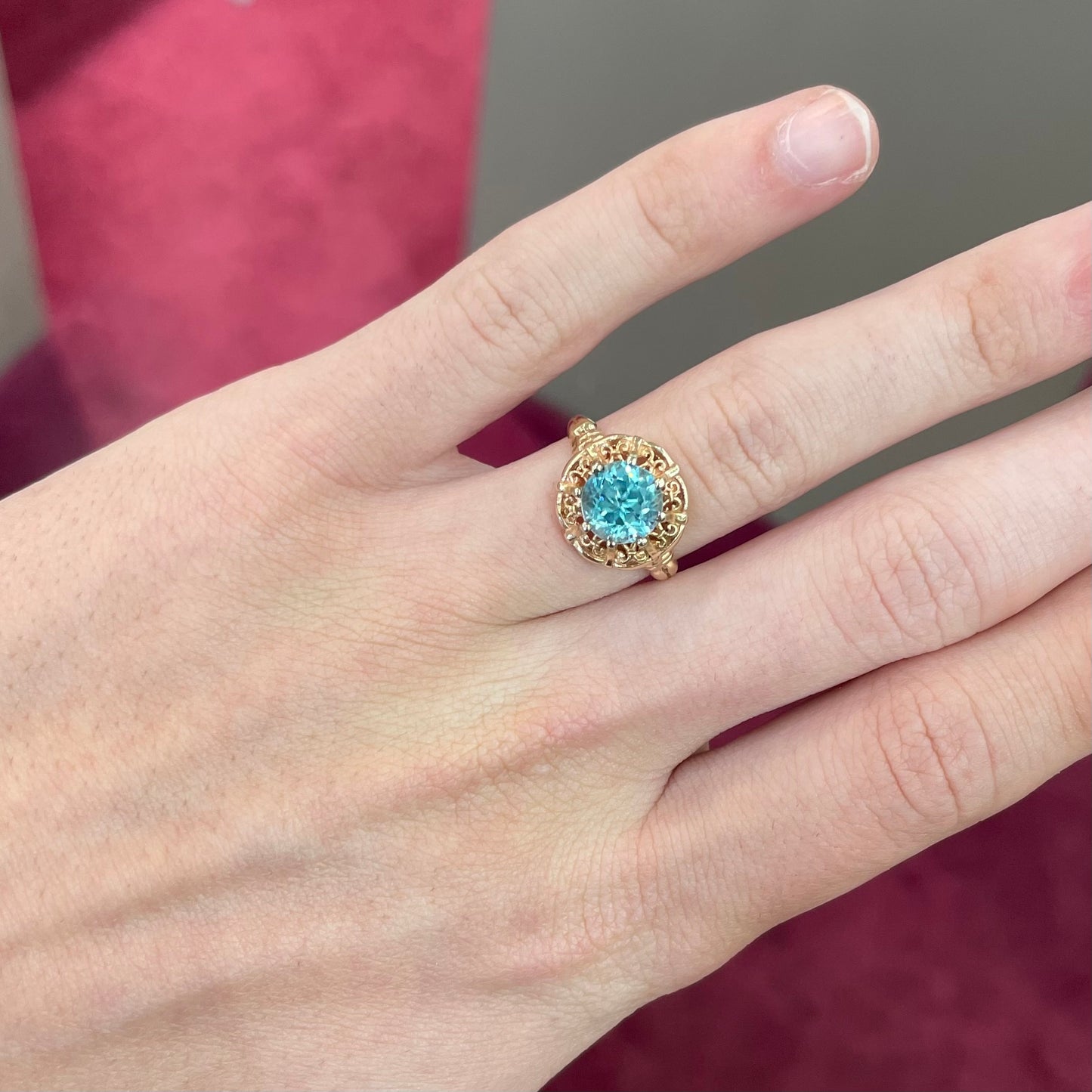 Blue Zircon Ring | 14kt