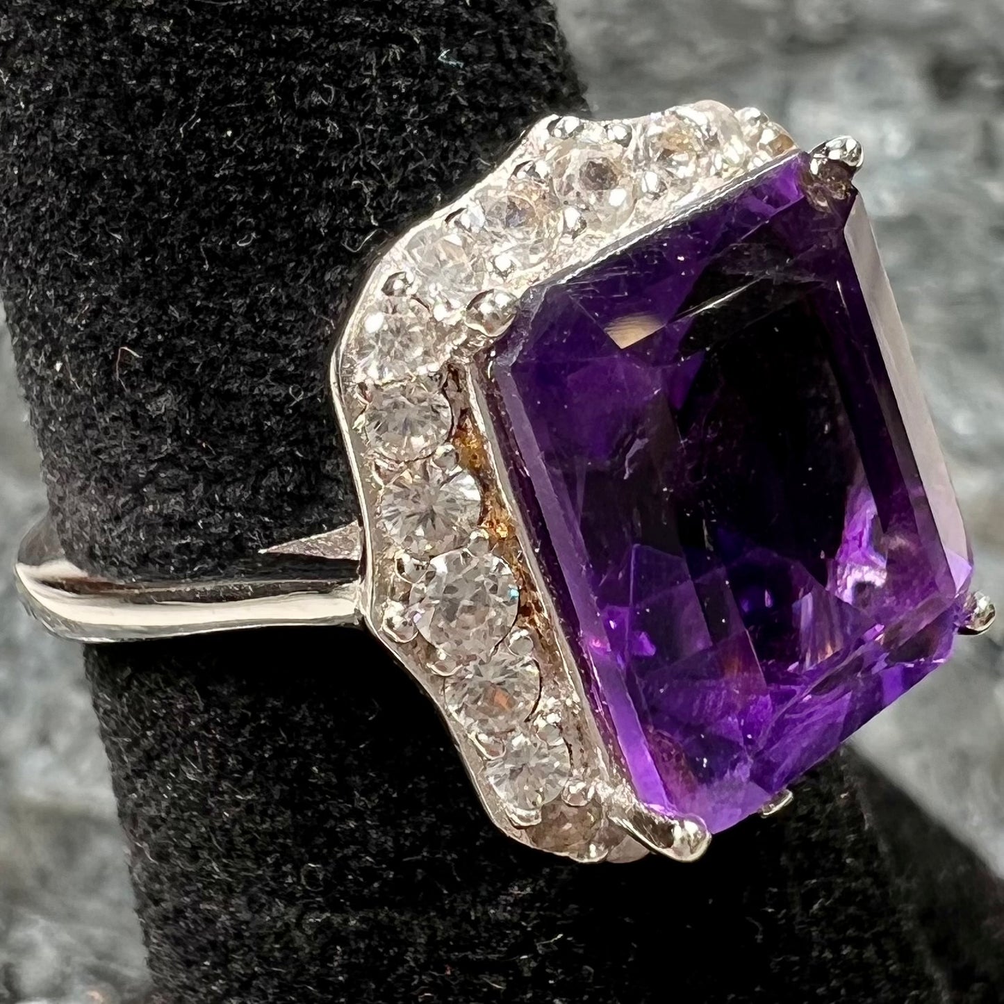 Amethyst & CZ Ring | Sterling Silver