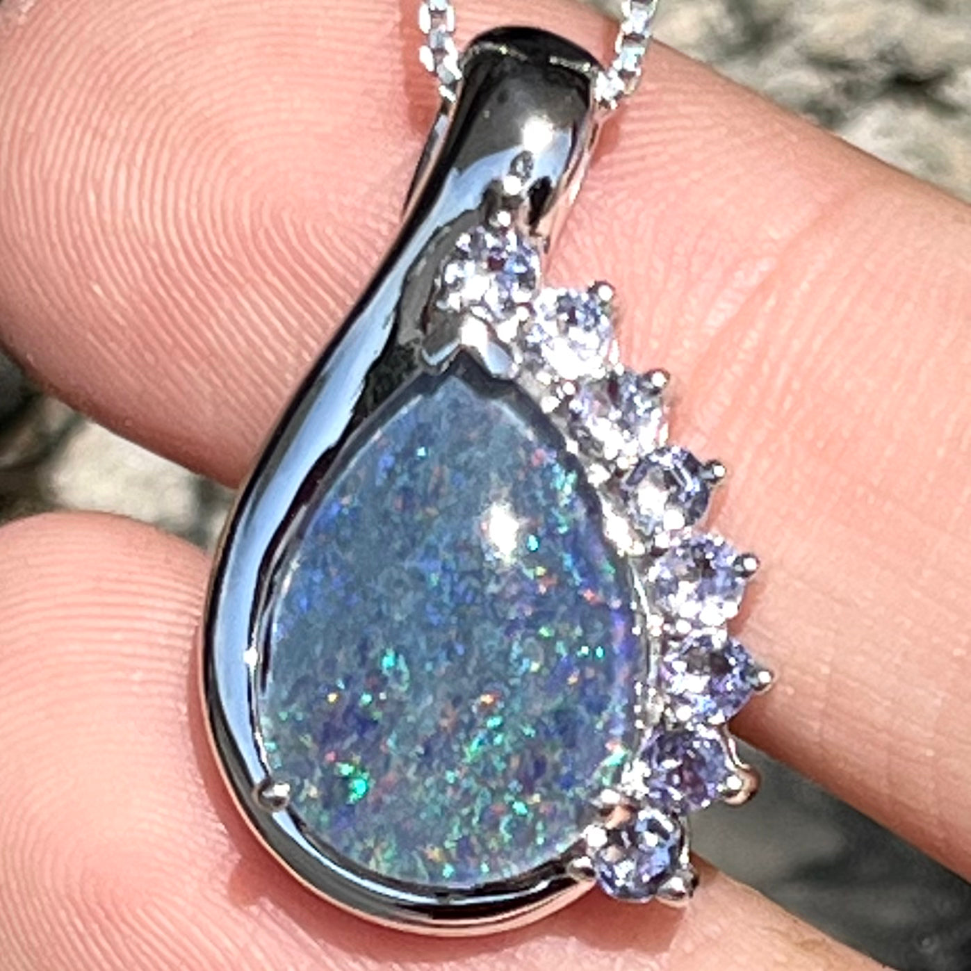 Terrance "The Triplet" ~ Sterling Silver Black Opal Triplet Necklace