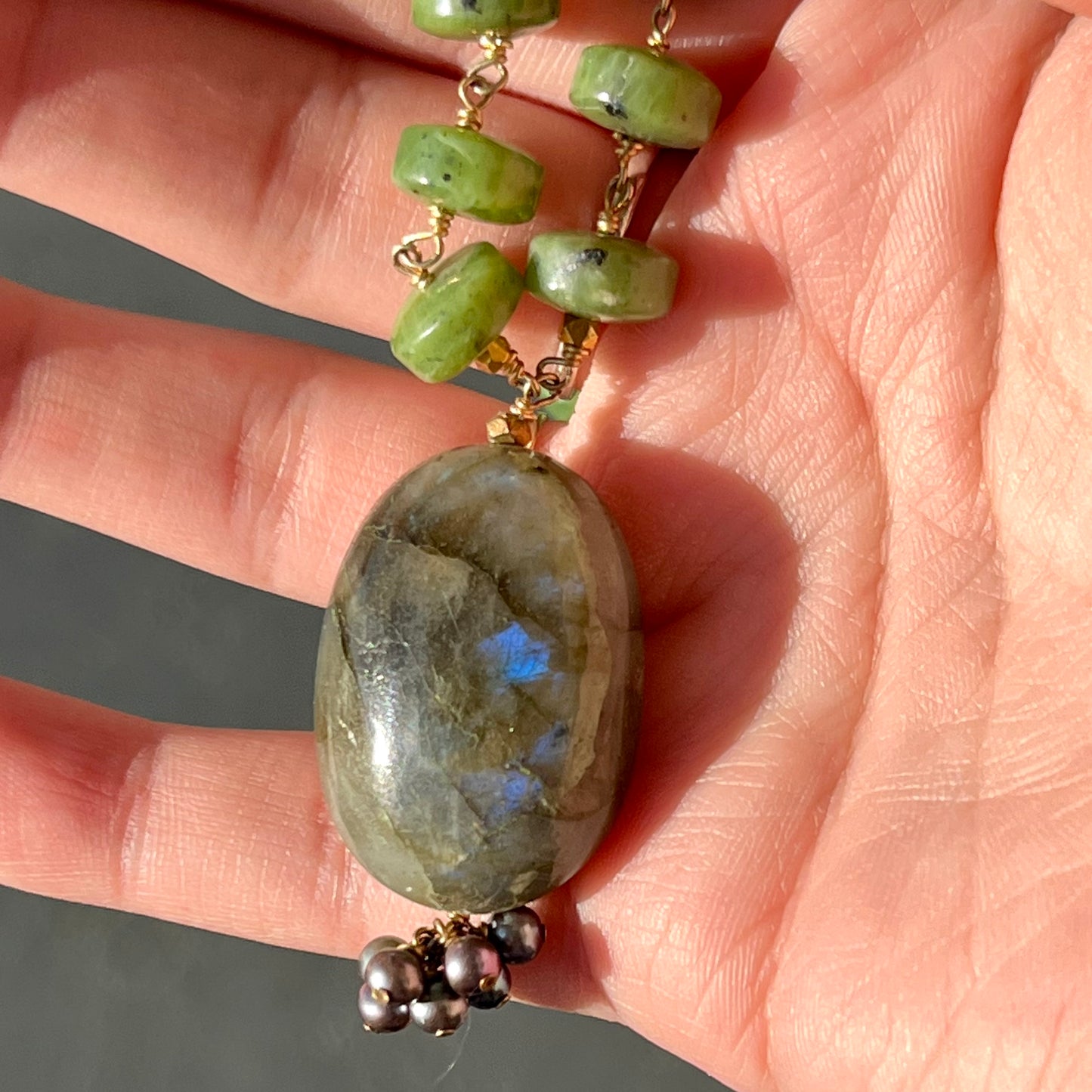 Labradorite and Jade Necklace