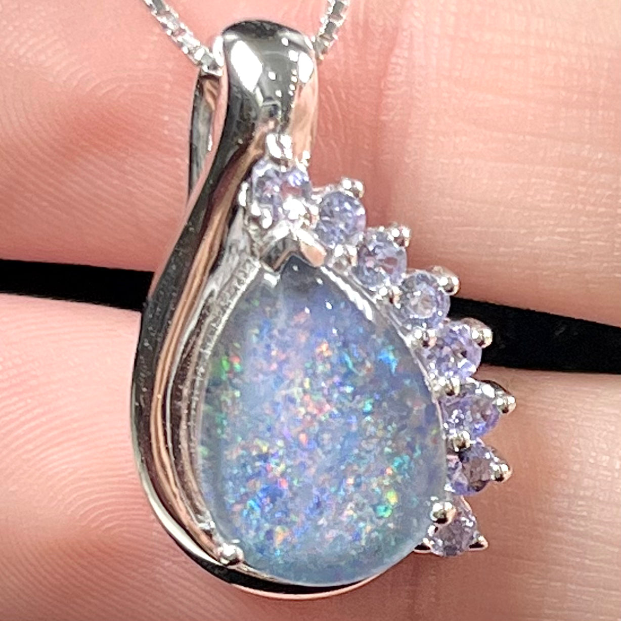 Terrance "The Triplet" ~ Sterling Silver Black Opal Triplet Necklace