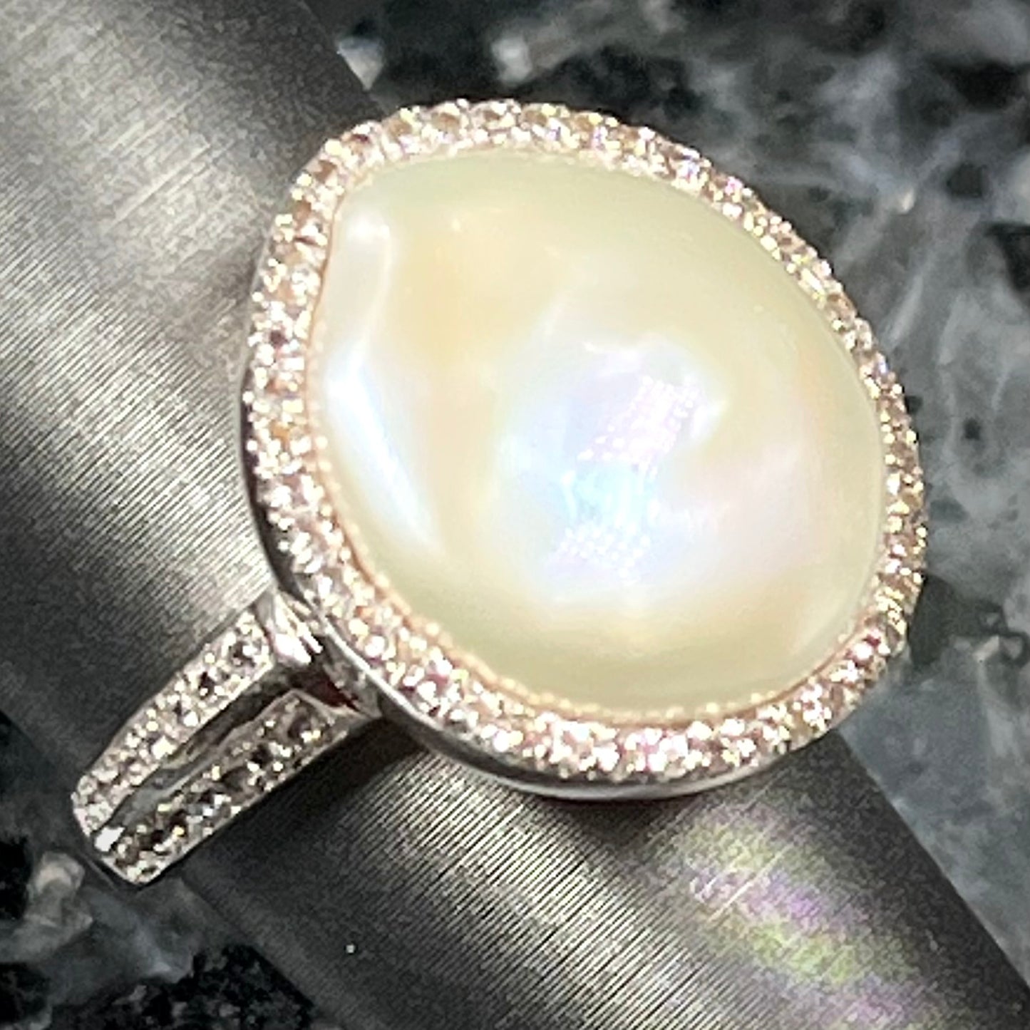 Freshwater Button Pearl Ring | Sterling Silver
