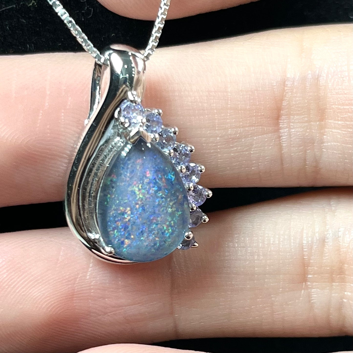 Terrance "The Triplet" ~ Sterling Silver Black Opal Triplet Necklace