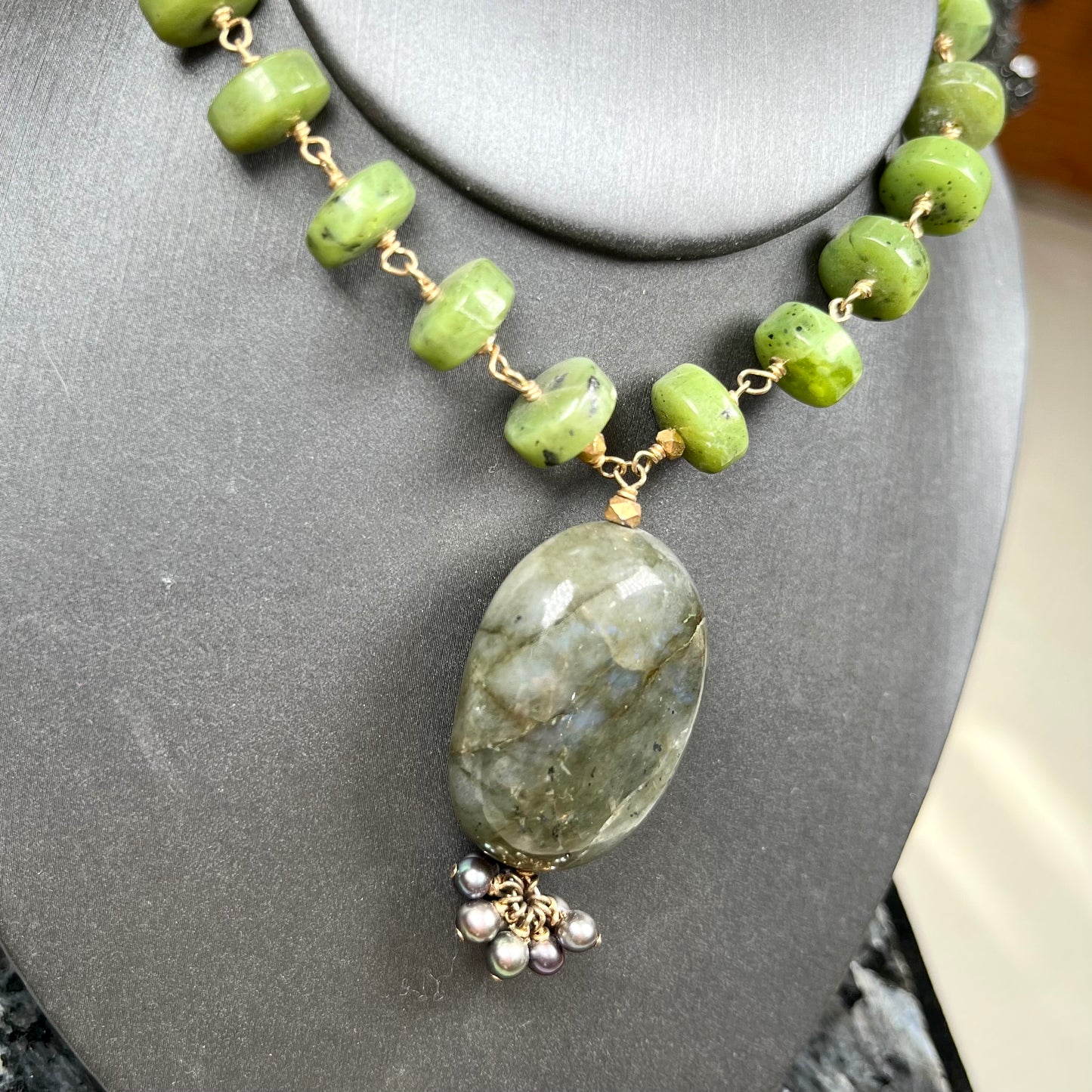 Labradorite and Jade Necklace