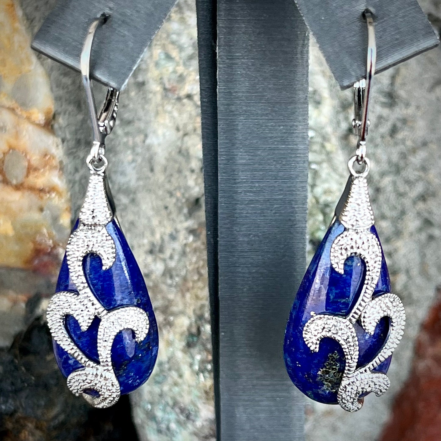 Lapis Lazuli Teardrop Earrings | Sterling Silver