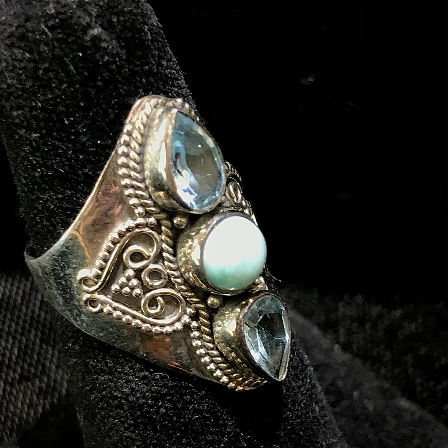 Larimar & Blue Topaz Ring | Sterling Silver