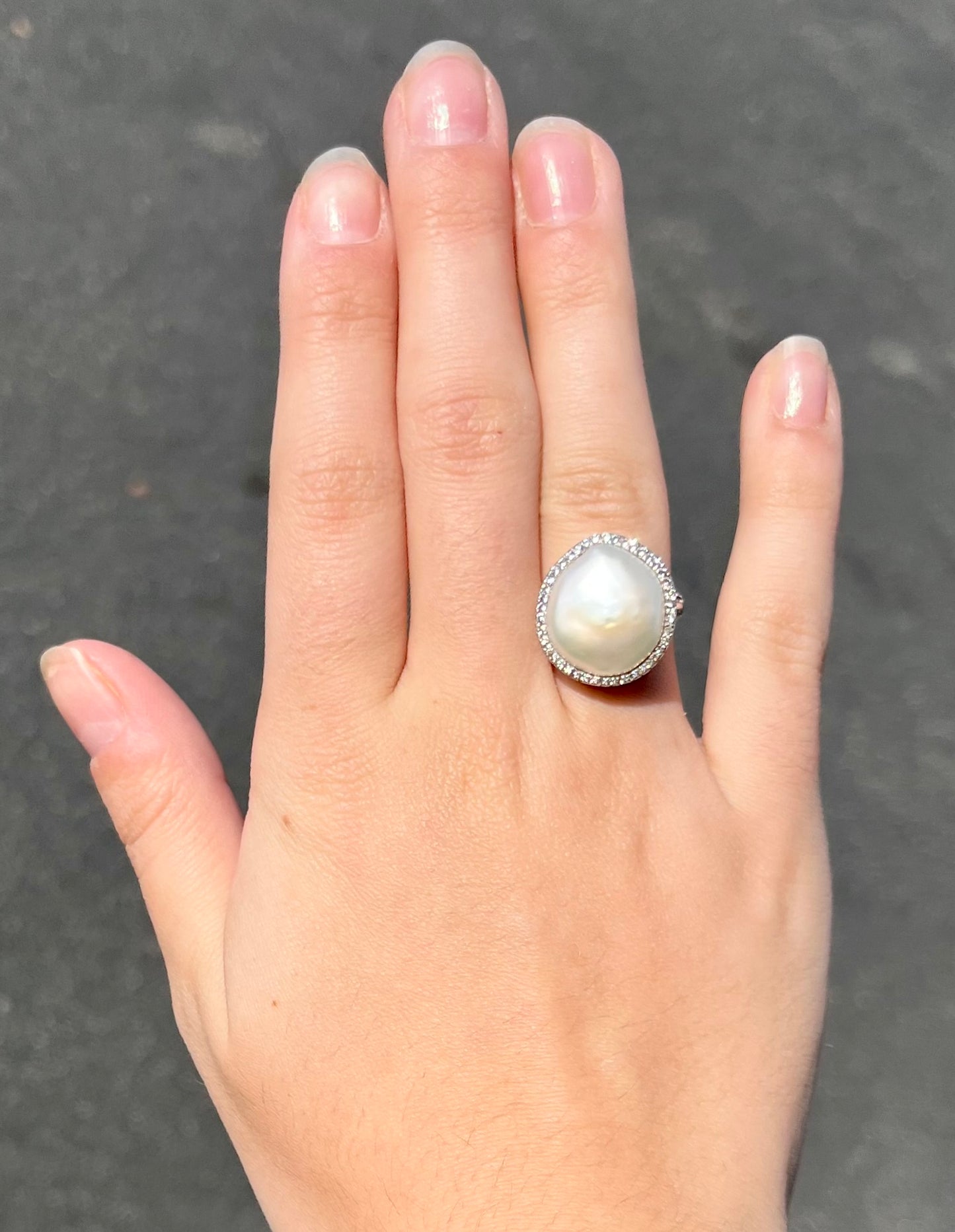 Freshwater Button Pearl Ring | Sterling Silver
