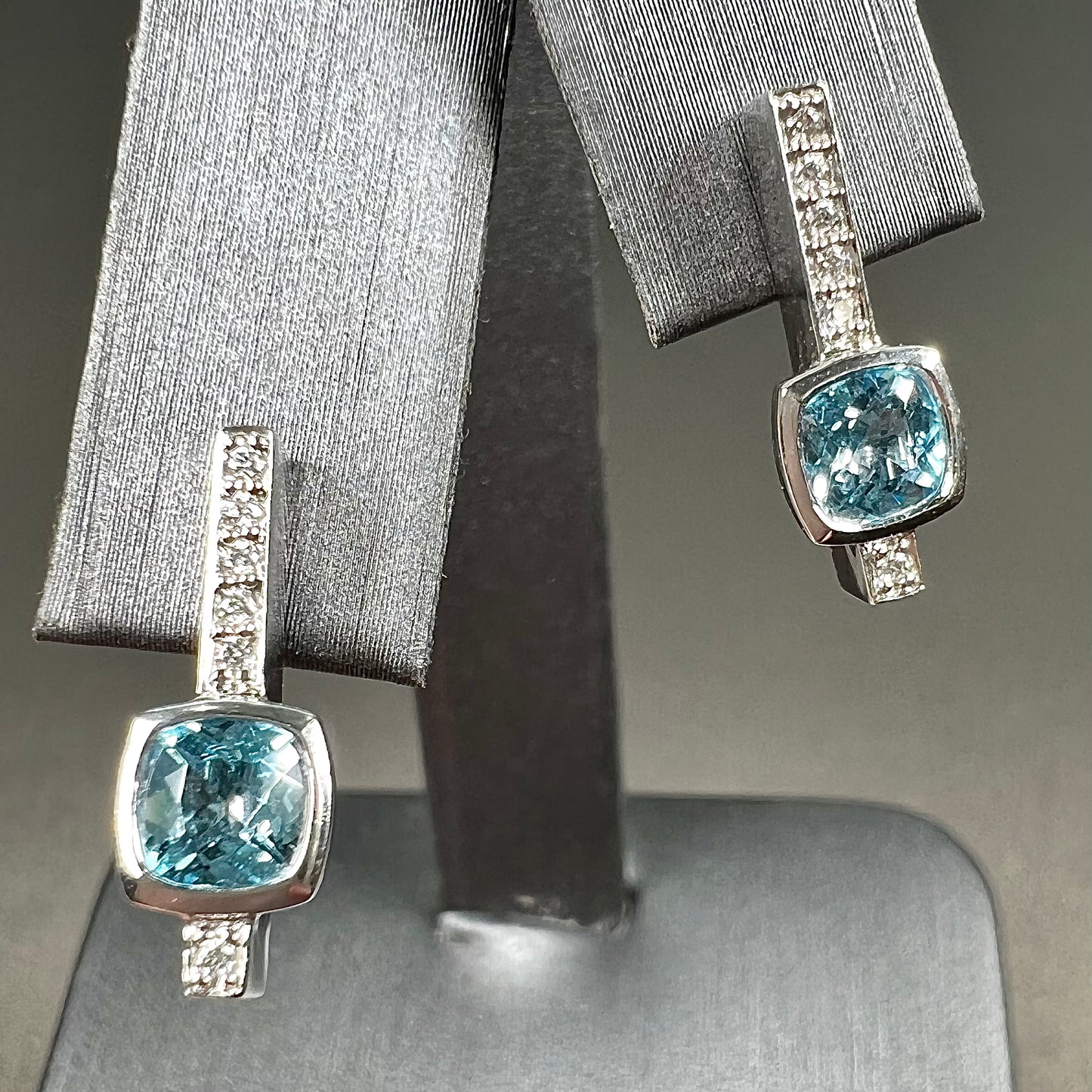 Blue Topaz & Diamond Earrings | 14kt