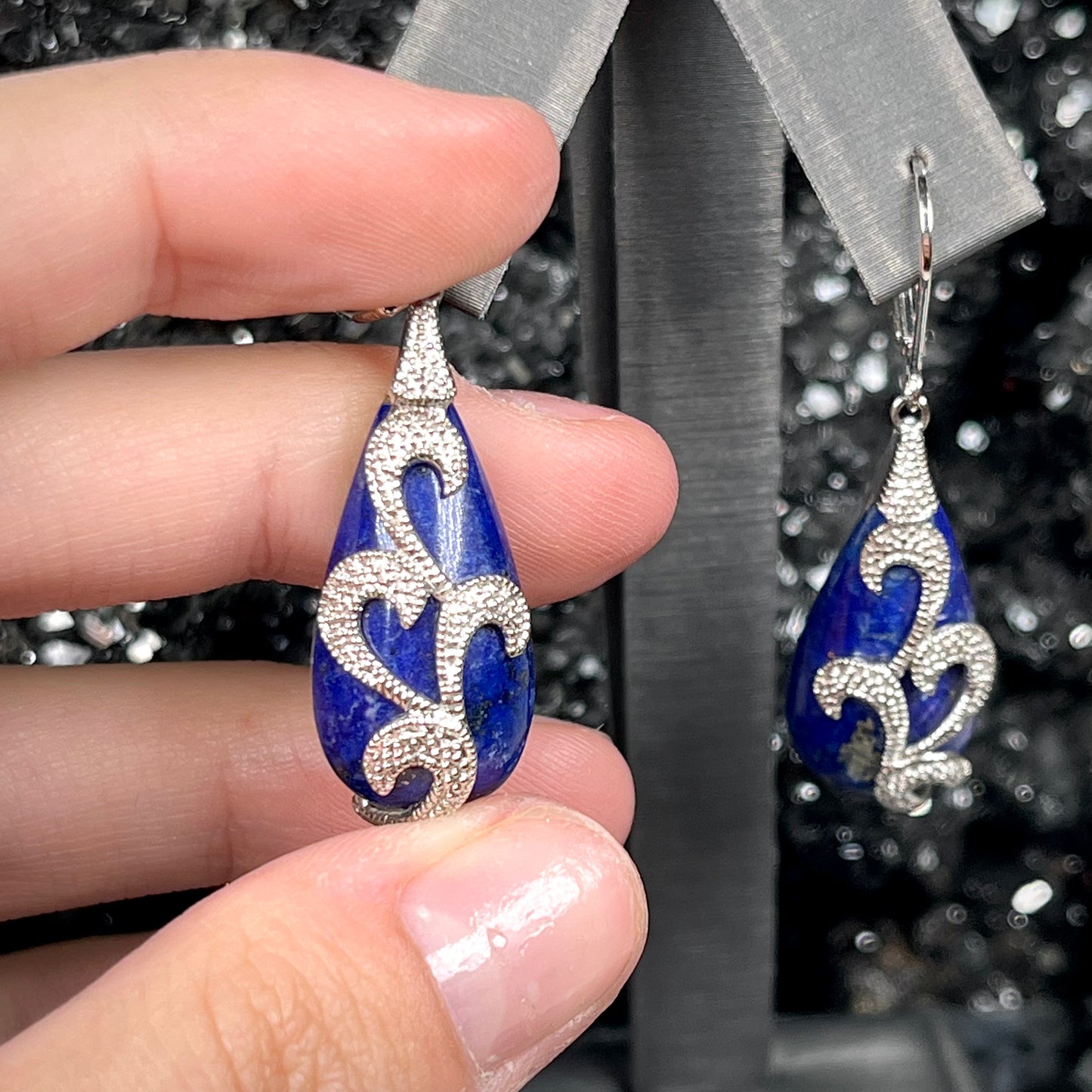 Lapis Lazuli Teardrop Earrings | Sterling Silver