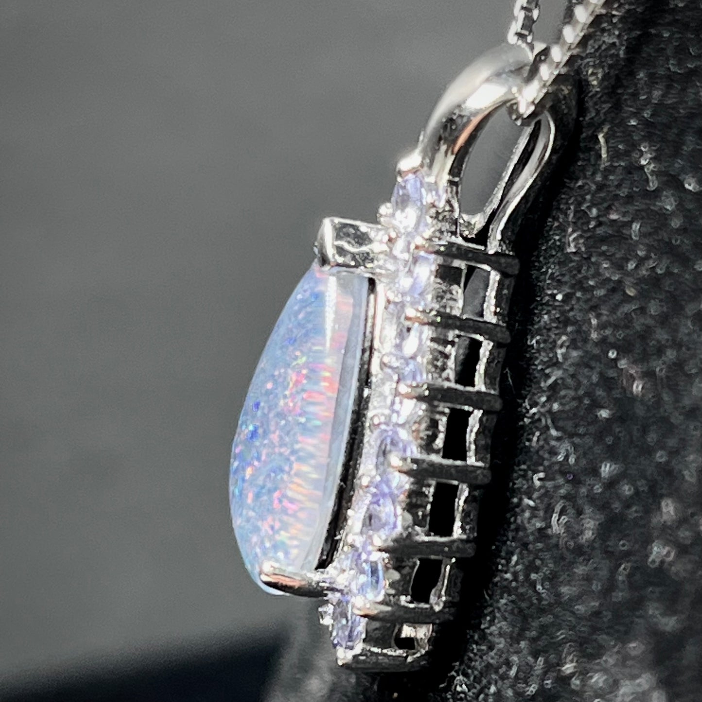 Terrance "The Triplet" ~ Sterling Silver Black Opal Triplet Necklace