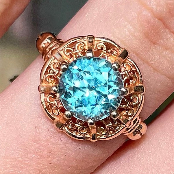 Blue Zircon Ring | 14kt