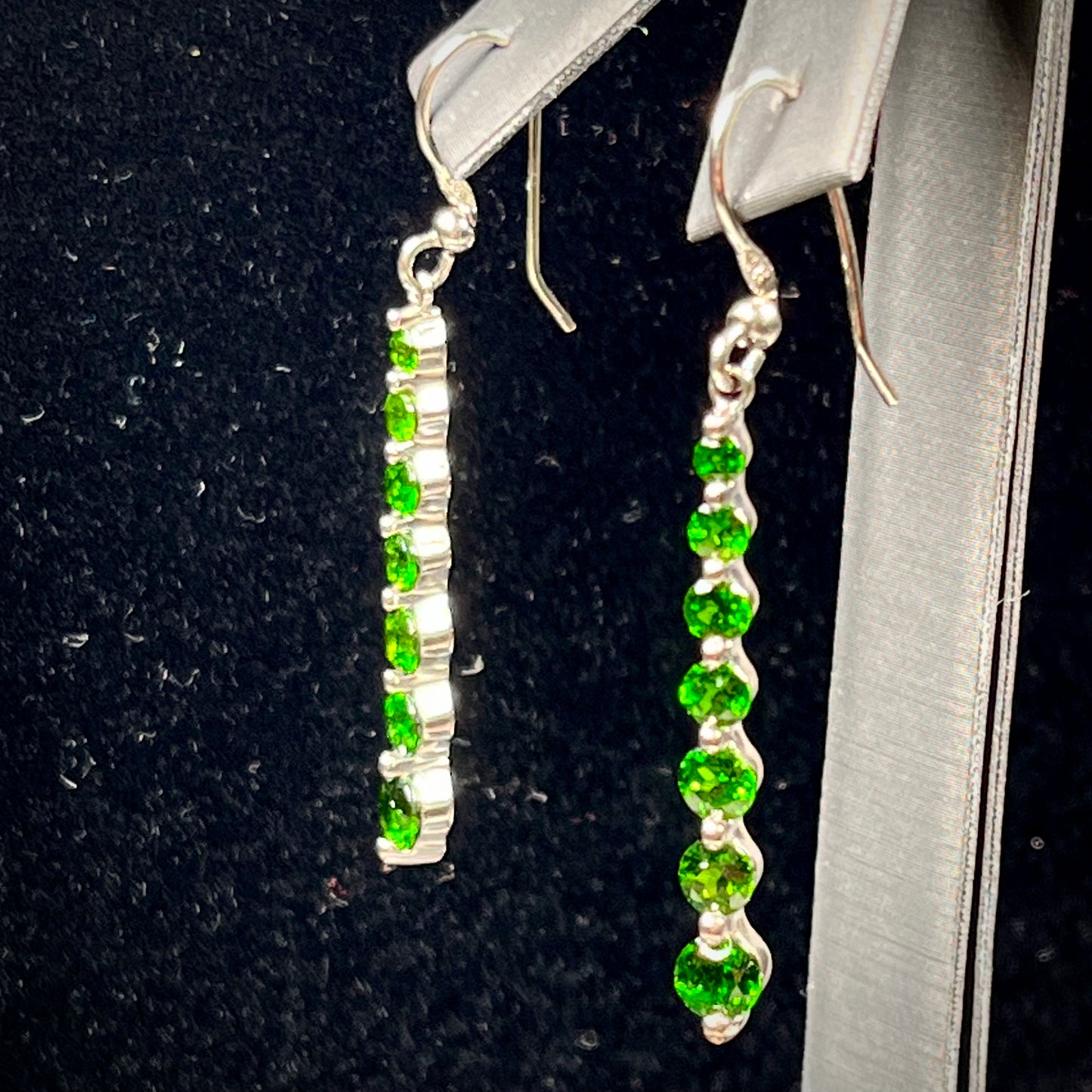 Green Synthetic Earrings | Sterling Silver