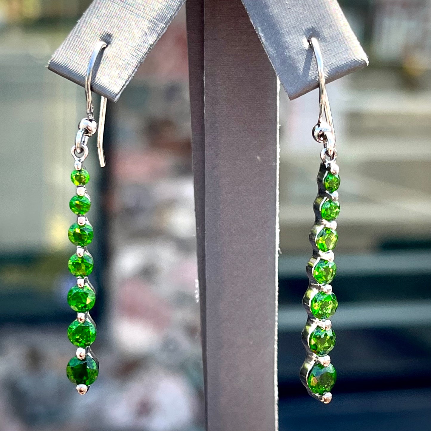 Green Synthetic Earrings | Sterling Silver