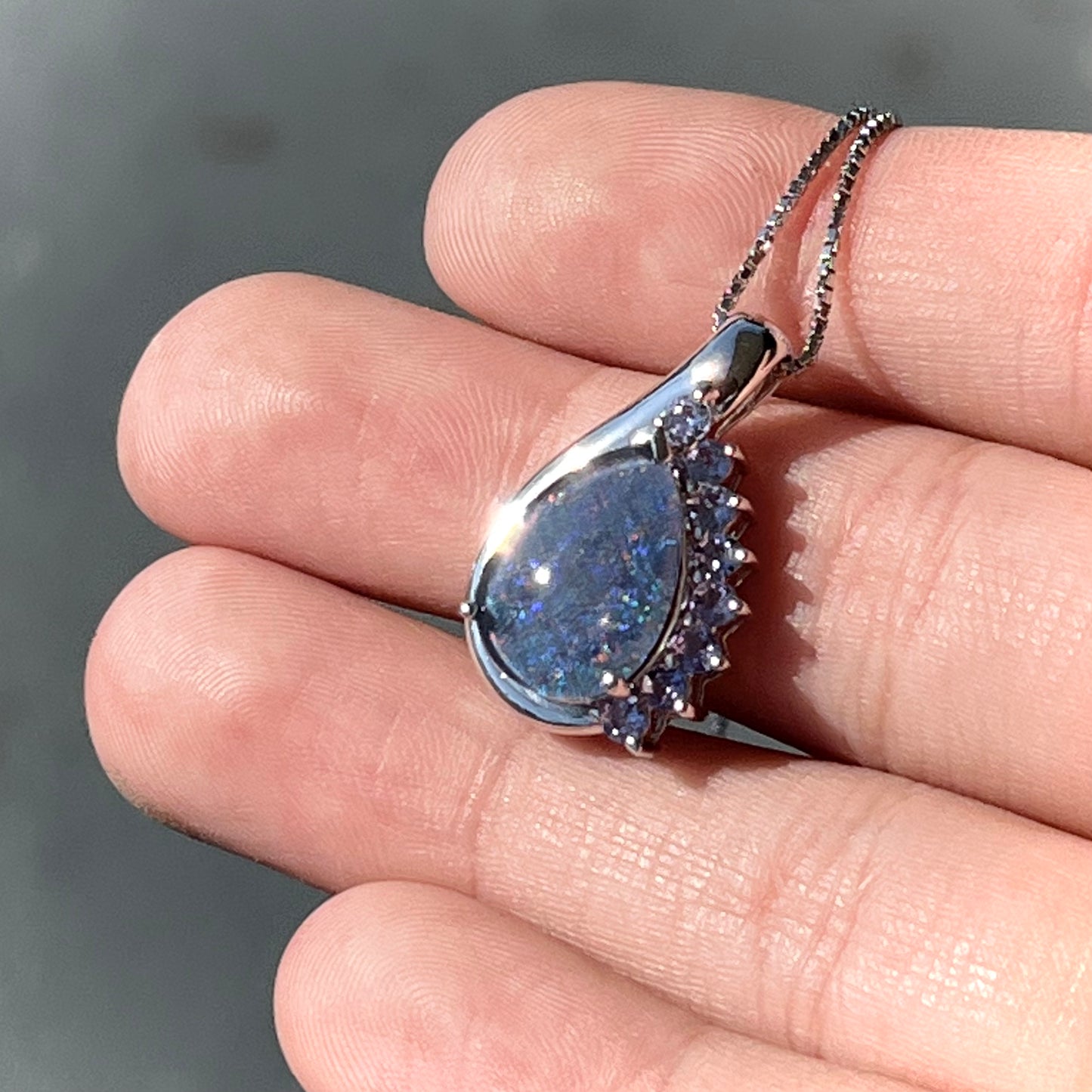 Terrance "The Triplet" ~ Sterling Silver Black Opal Triplet Necklace