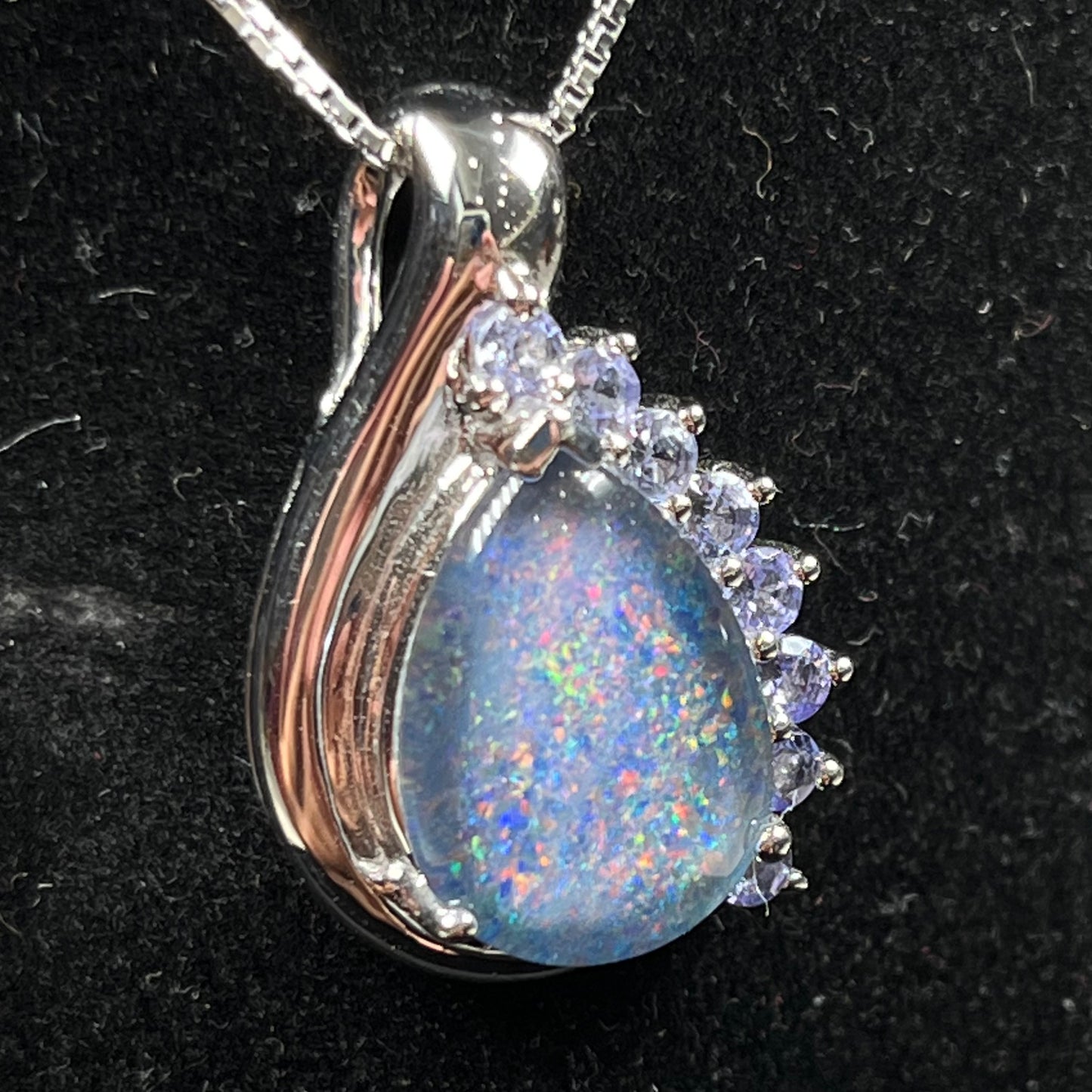 Terrance "The Triplet" ~ Sterling Silver Black Opal Triplet Necklace
