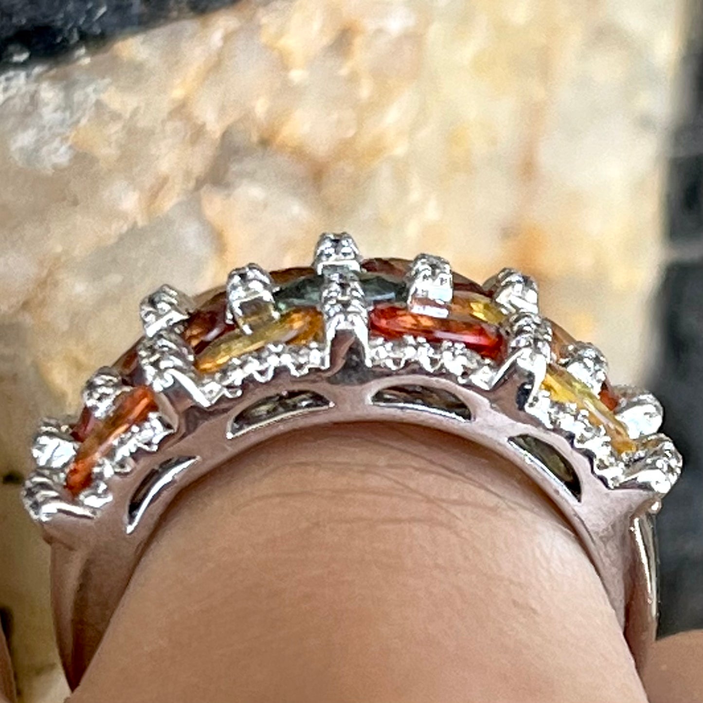 Orange Sapphire Ring | Sterling Silver