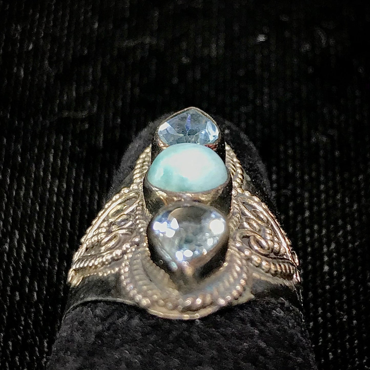 Larimar & Blue Topaz Ring | Sterling Silver