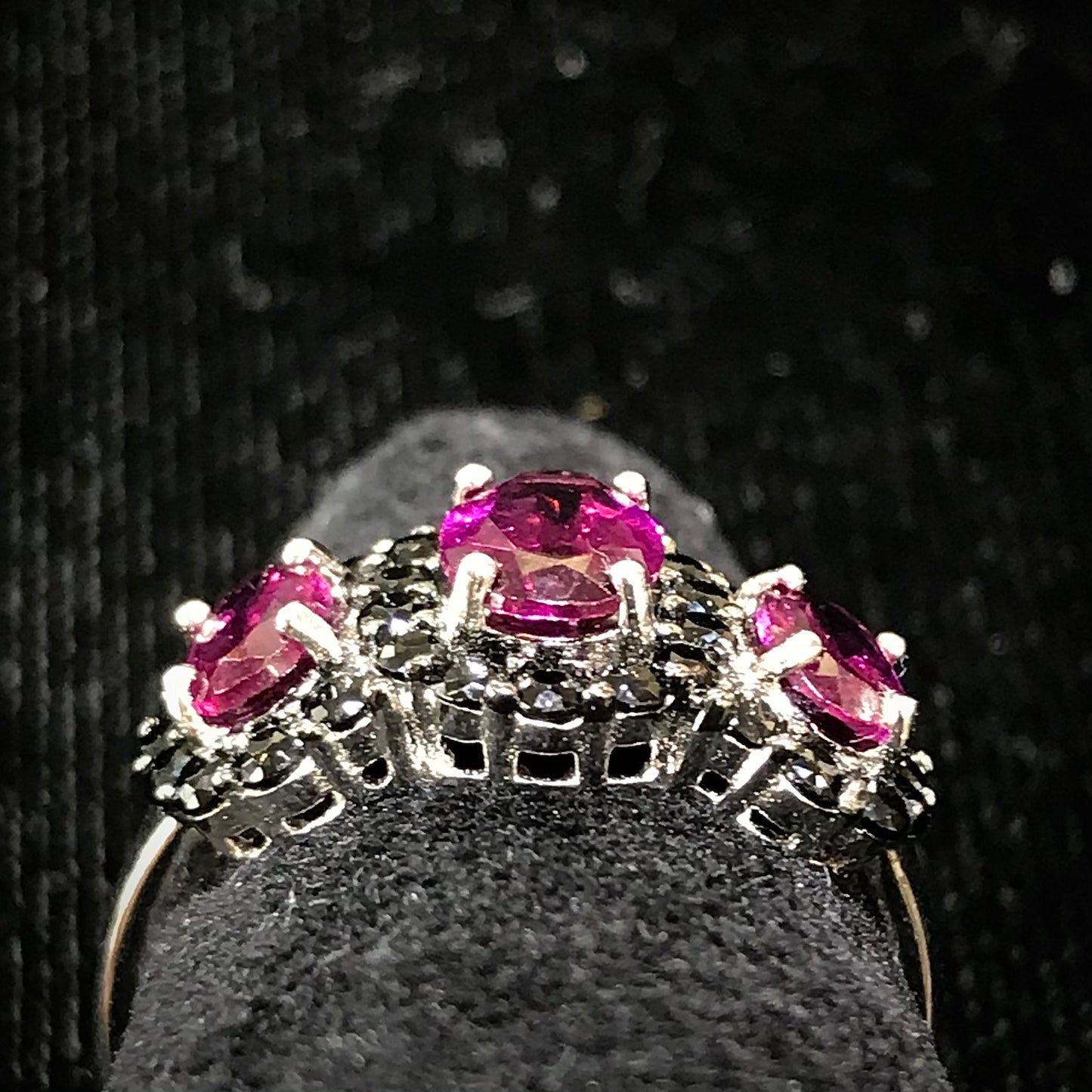 Garnet and Black Spinel Ring | Sterling Silver