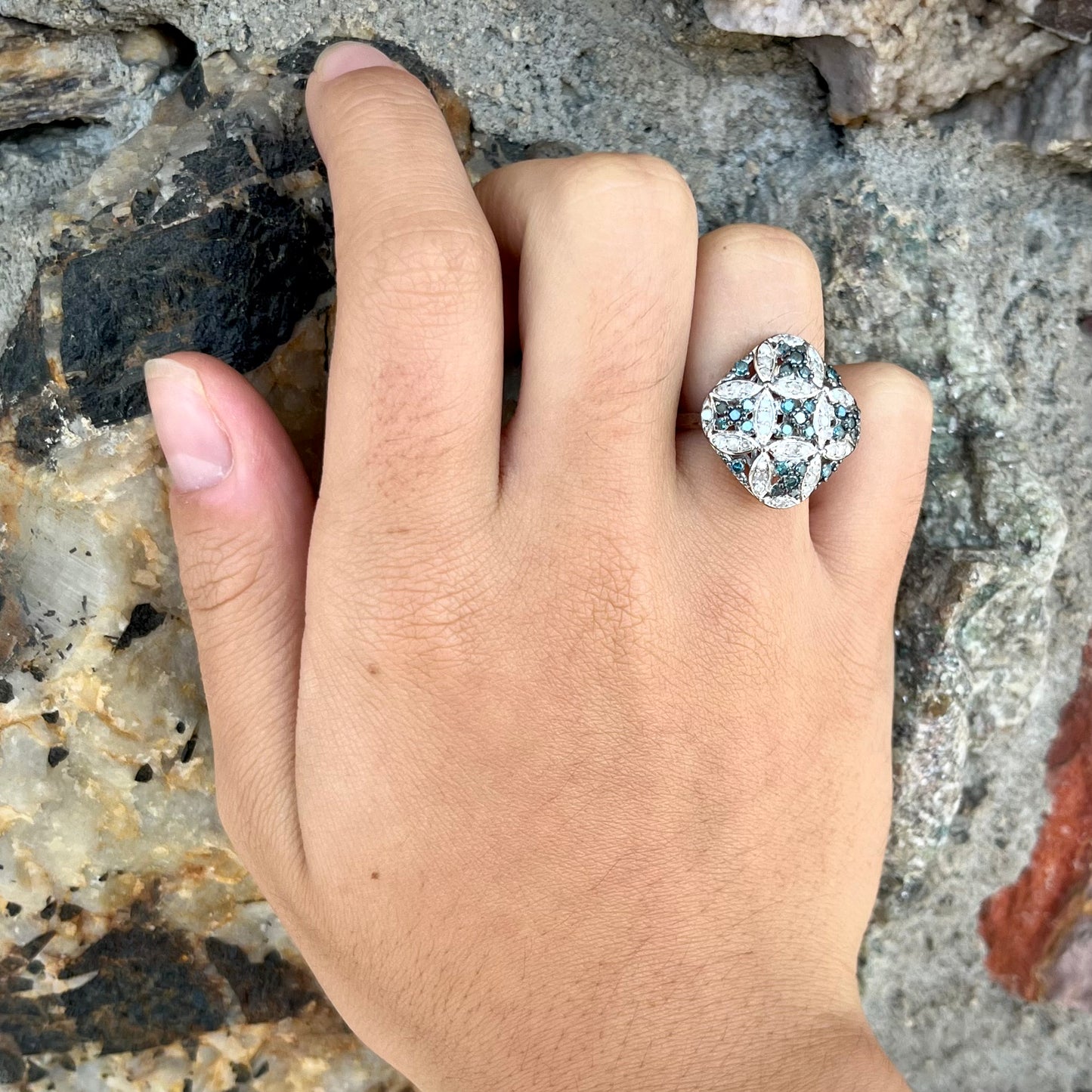 Diamond Quatrefoil Ring | Sterling Silver