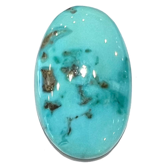 Loose oval cabochon cut turquoise stone from Pilot Mountain Mine, Nevada.