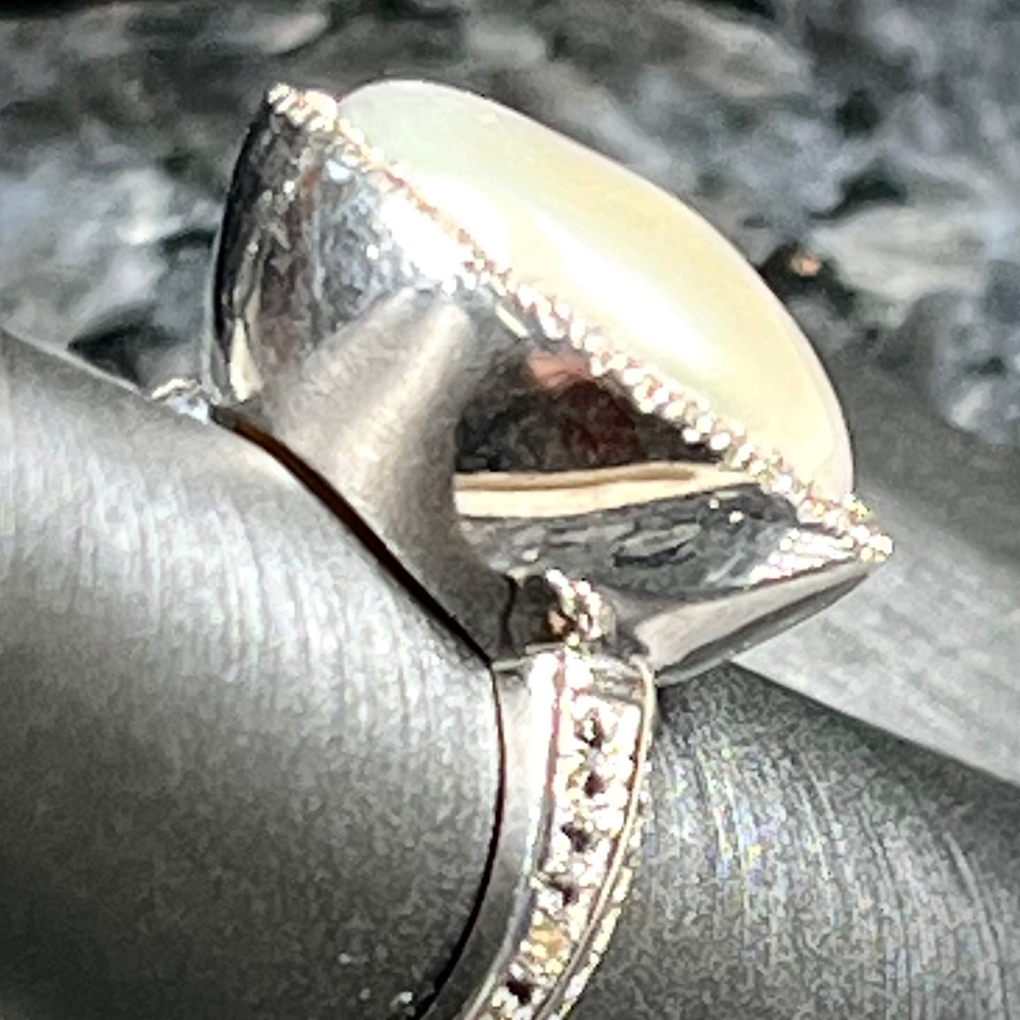 Freshwater Button Pearl Ring | Sterling Silver