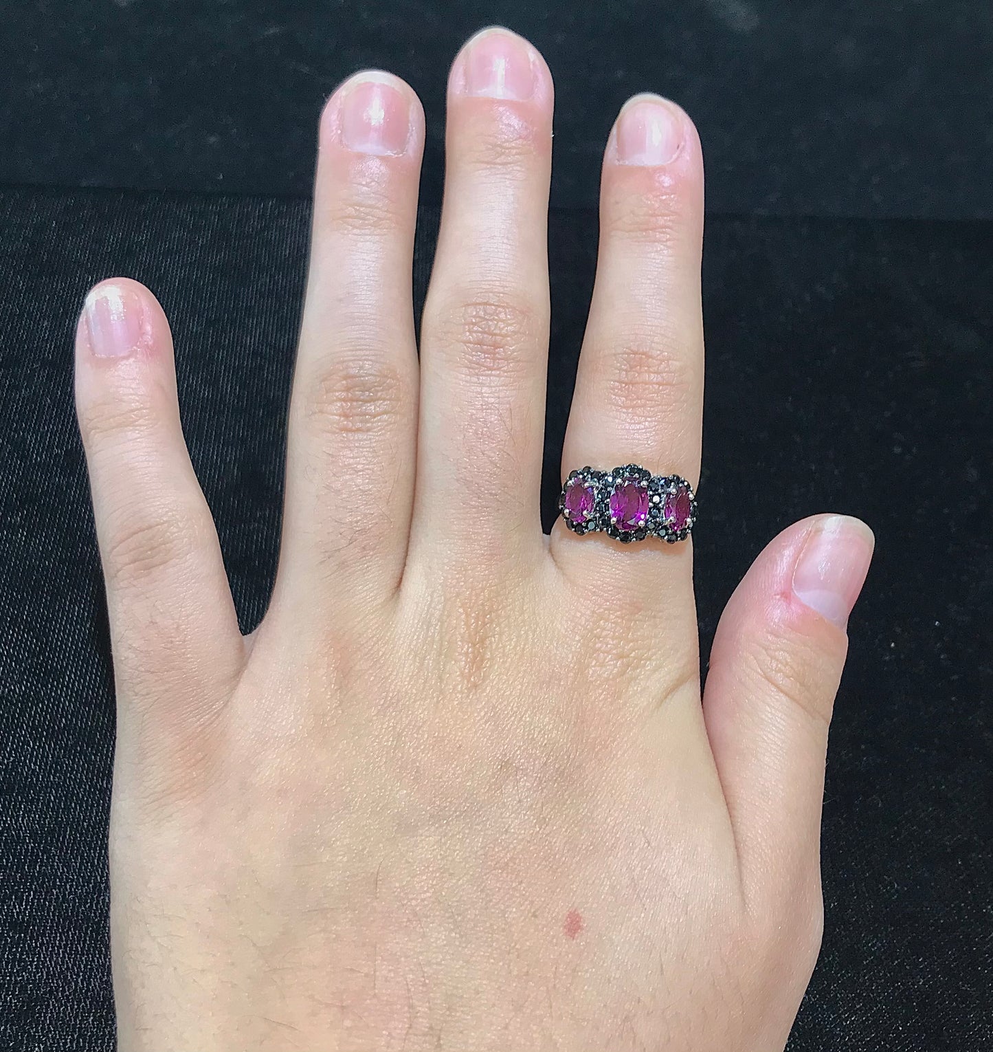 Garnet and Black Spinel Ring | Sterling Silver