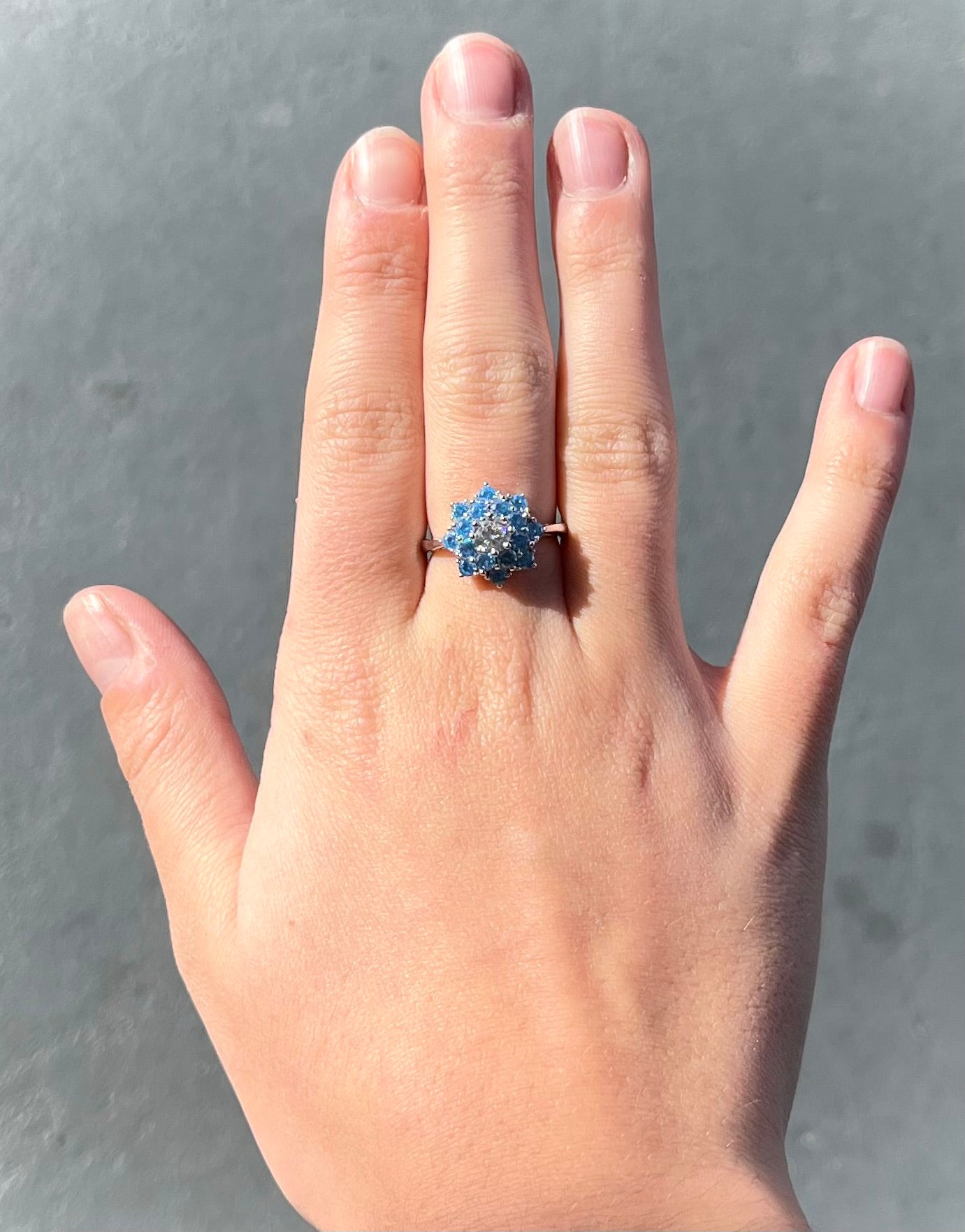 Apatite and Cubic Zirconia Ring | Sterling Silver