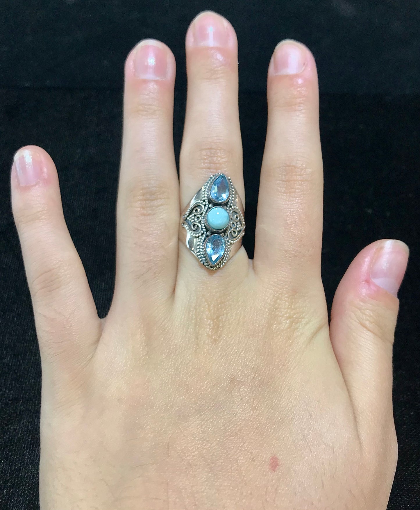 Larimar & Blue Topaz Ring | Sterling Silver