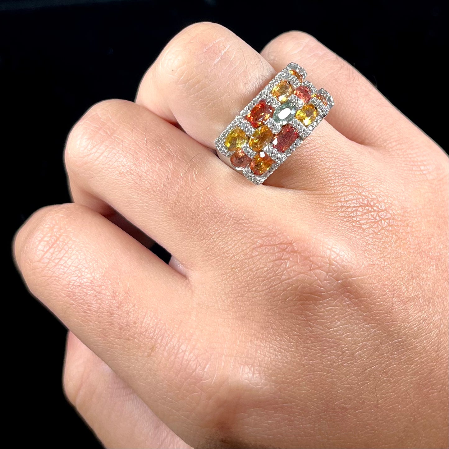Orange Sapphire Ring | Sterling Silver