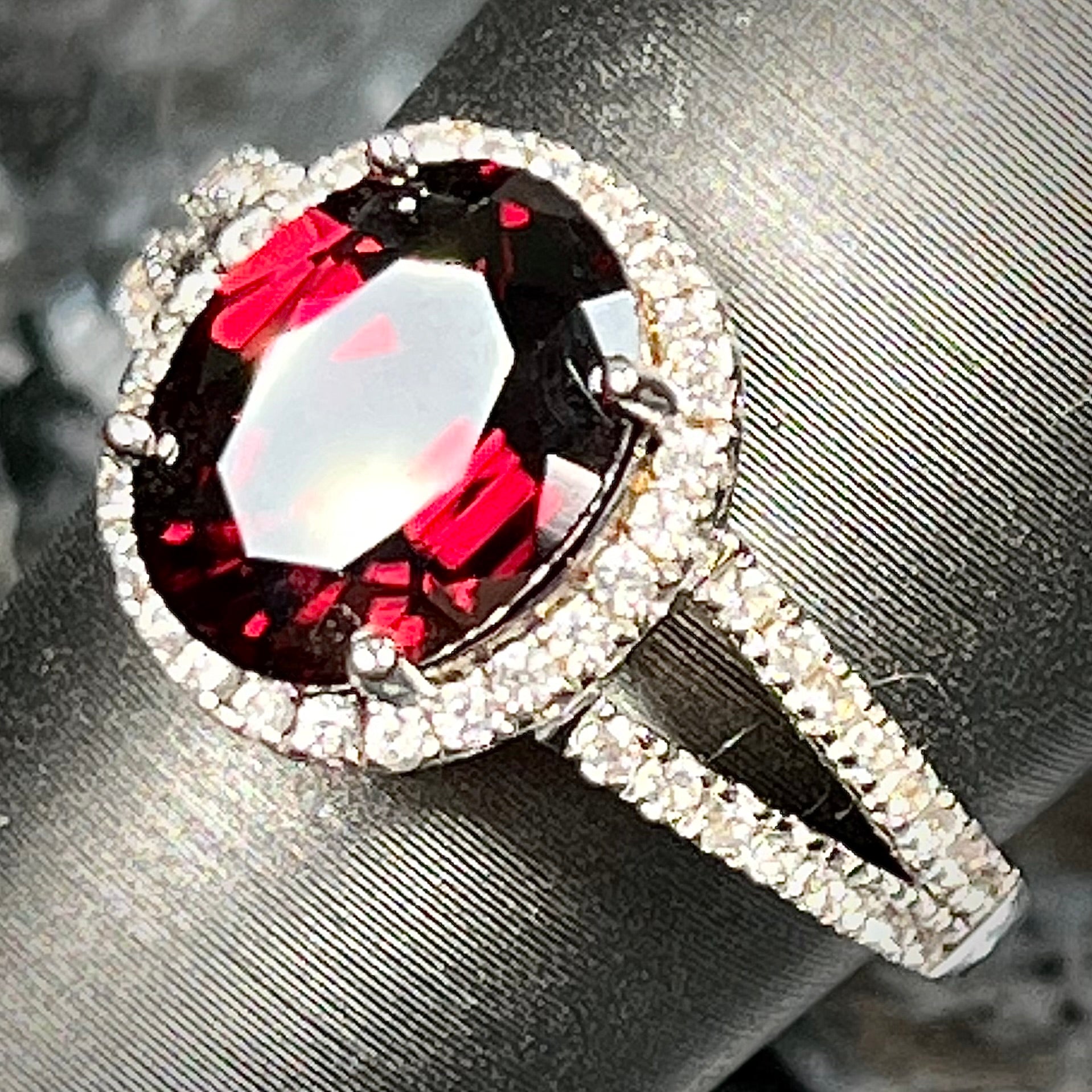 Garnet and Cubic Zirconia Ring Sterling Silver Burton s Gems