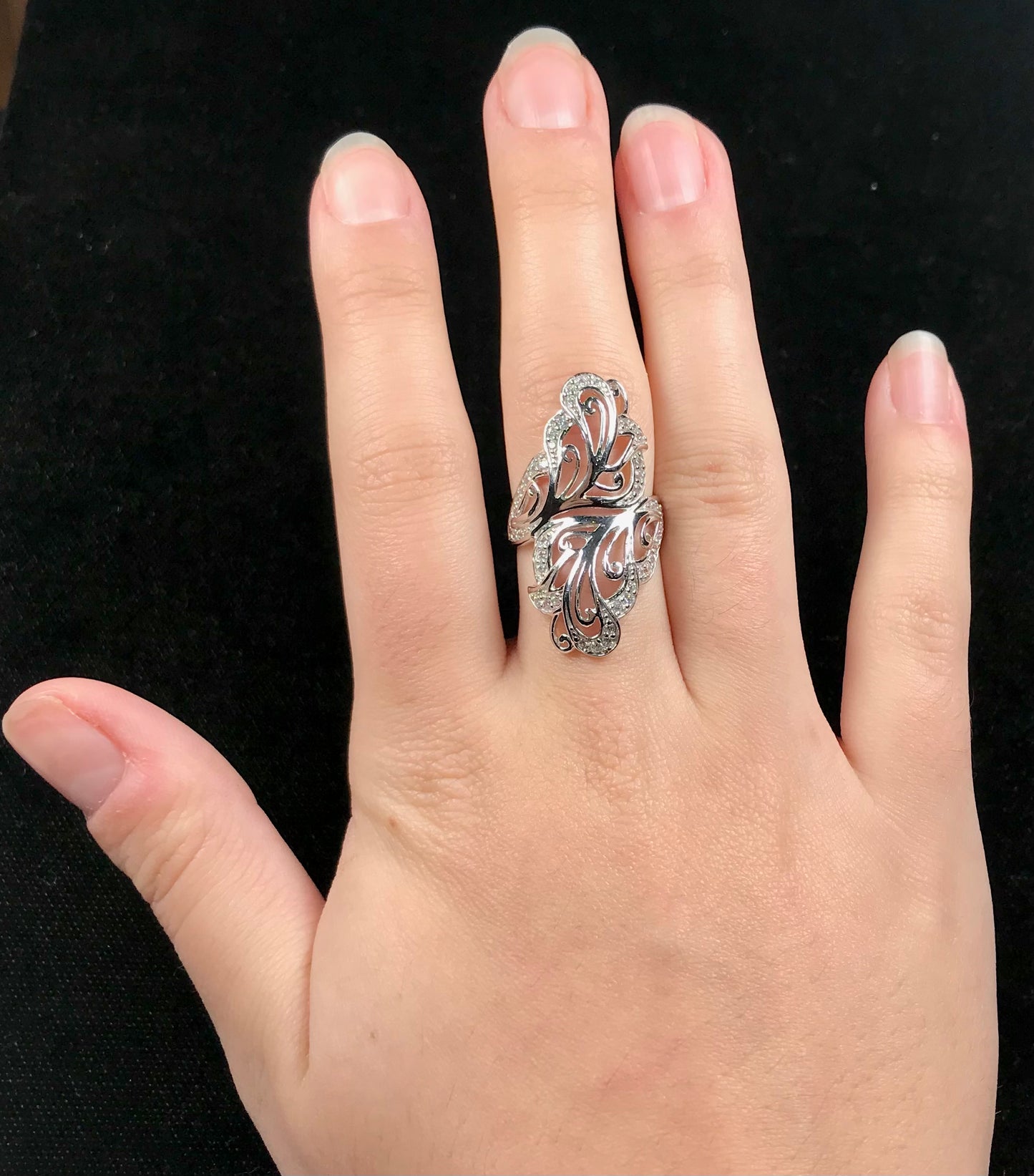 Cubic Zirconia Melee Swirl Ring | Sterling Silver