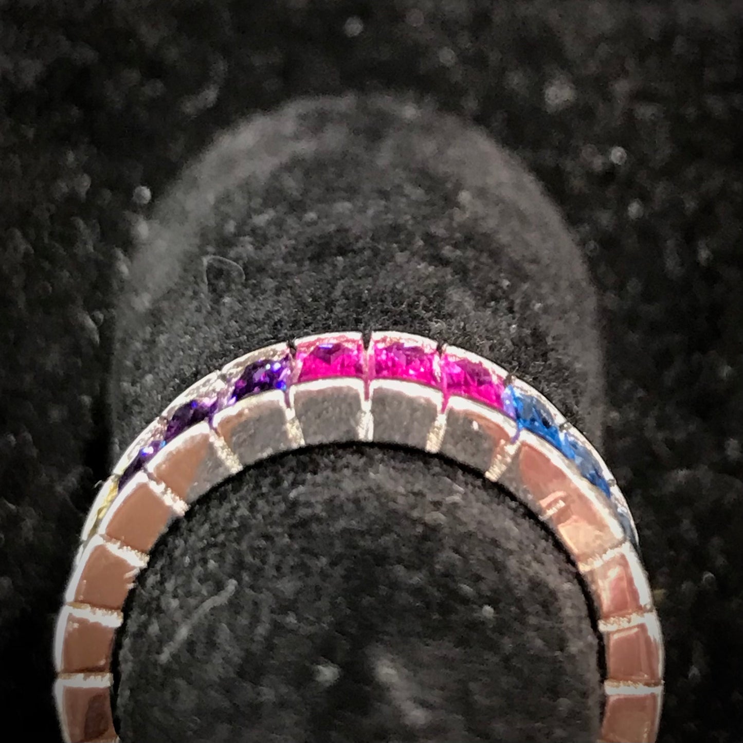 Synthetic Colored Stone Ring Band | Sterling Silver