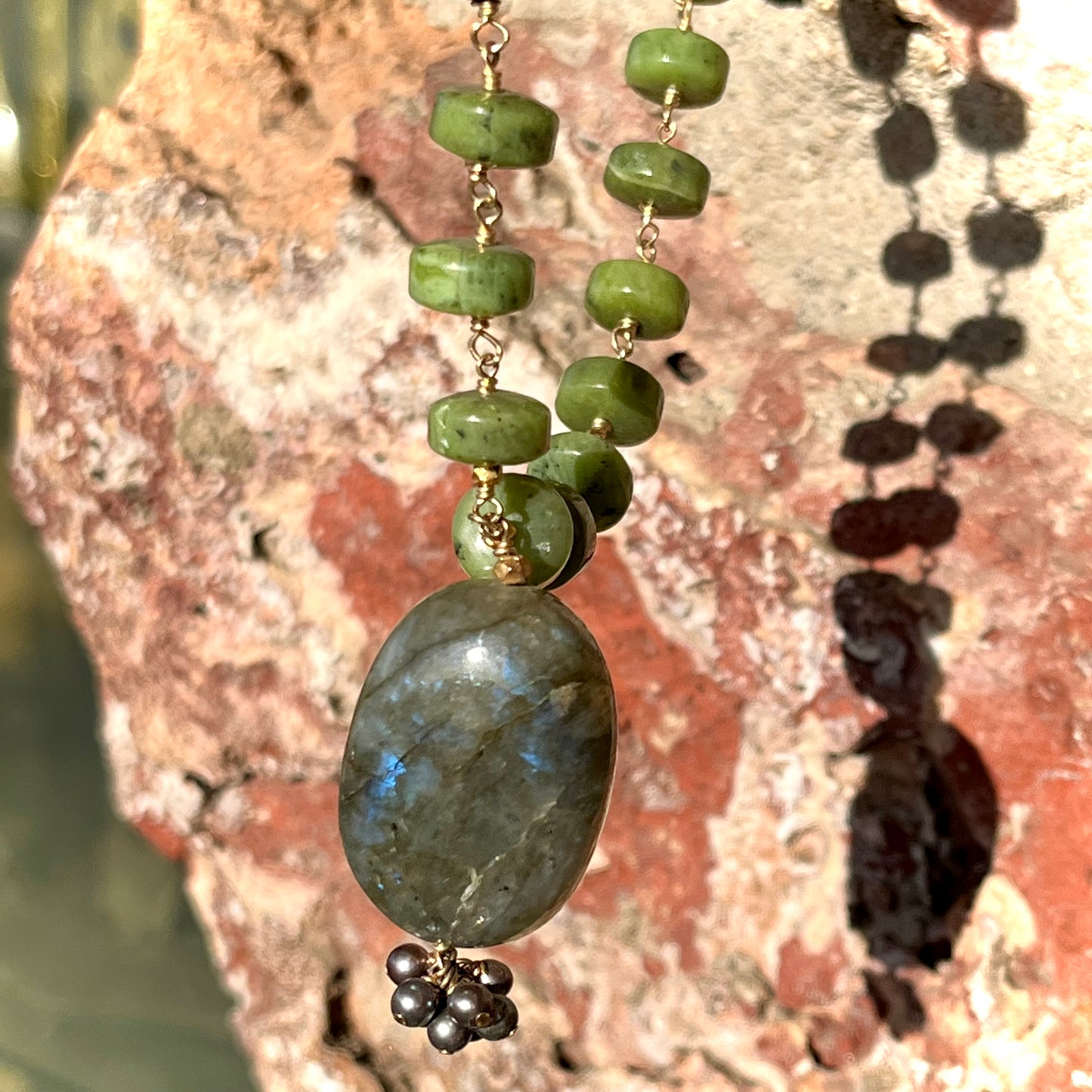 Labradorite and Jade Necklace