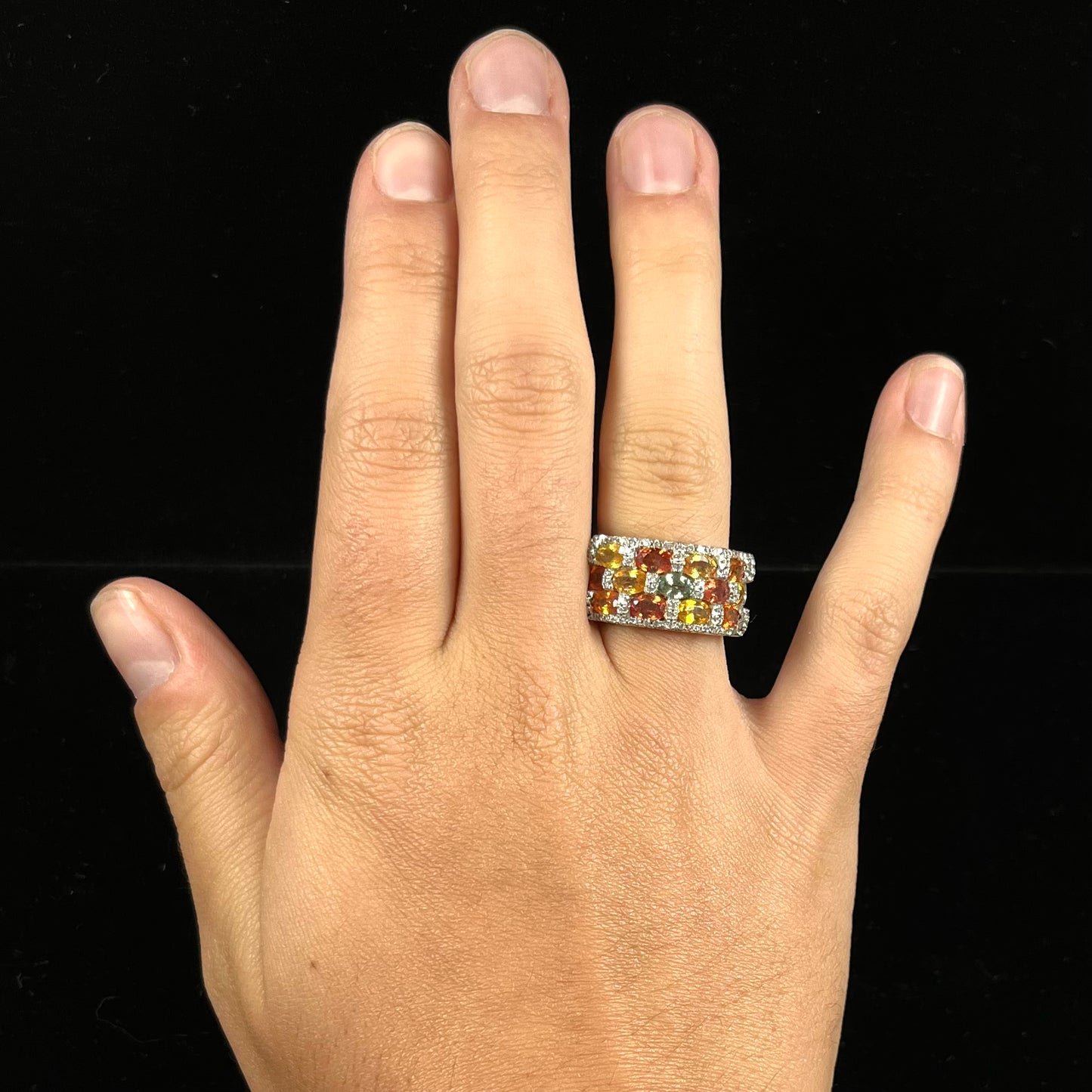 Orange Sapphire Ring | Sterling Silver