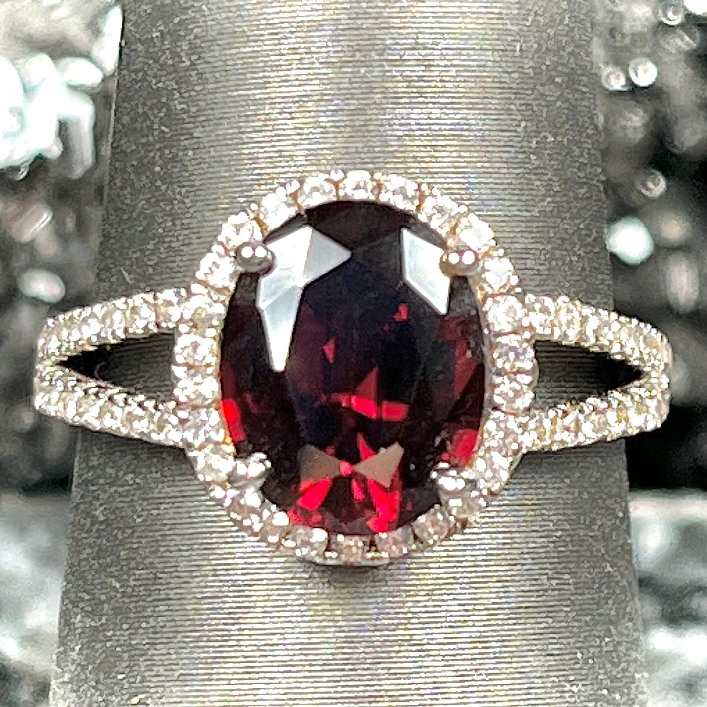 Garnet and Cubic Zirconia Ring | Sterling Silver