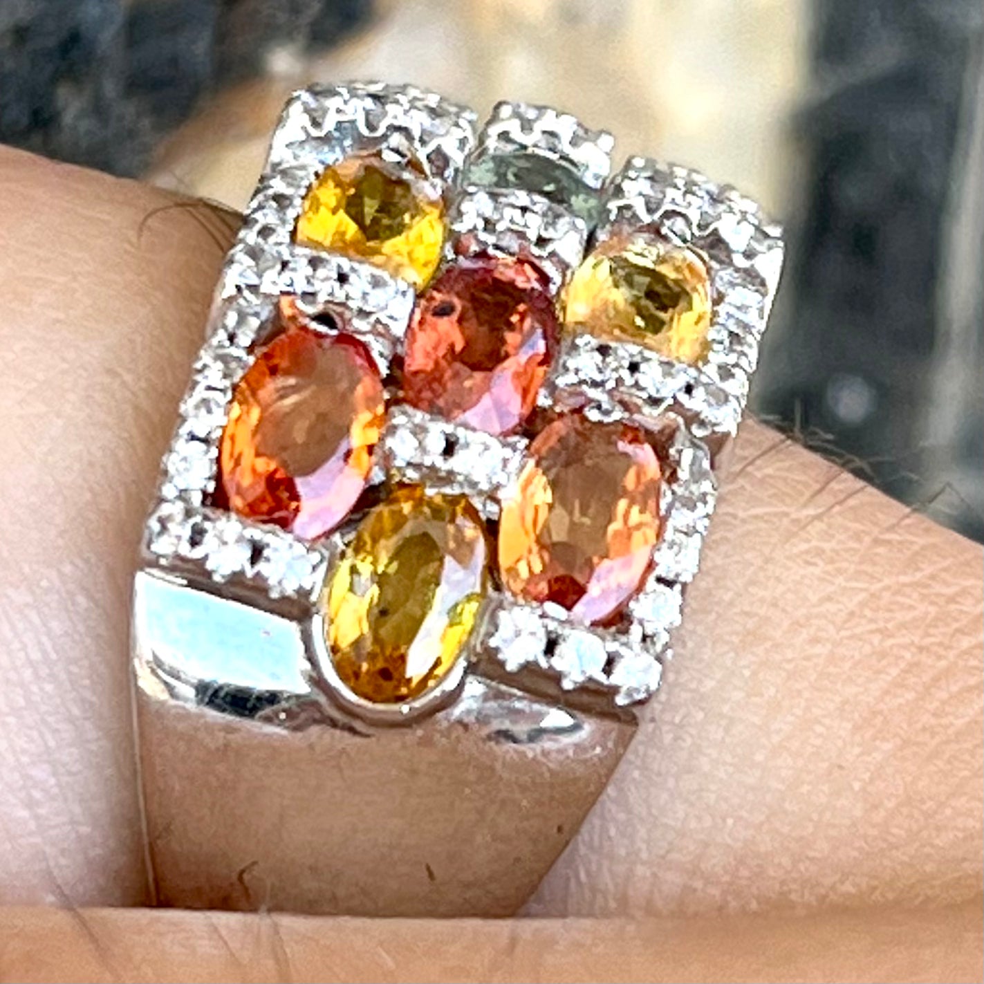 Orange Sapphire Ring | Sterling Silver