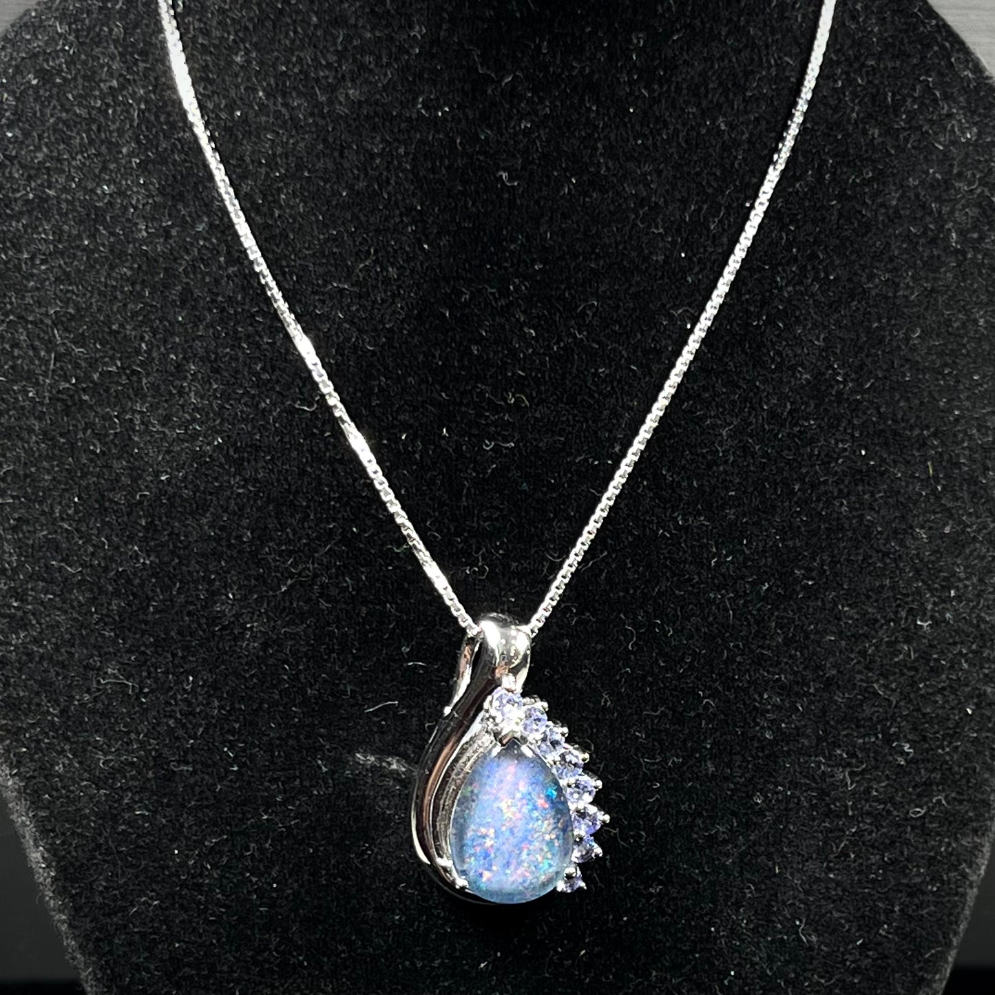 Terrance "The Triplet" ~ Sterling Silver Black Opal Triplet Necklace
