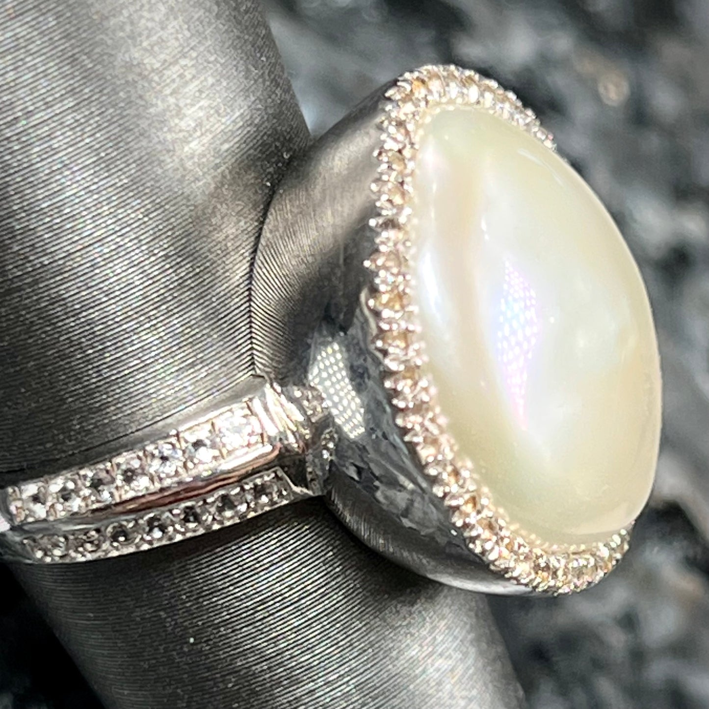Freshwater Button Pearl Ring | Sterling Silver