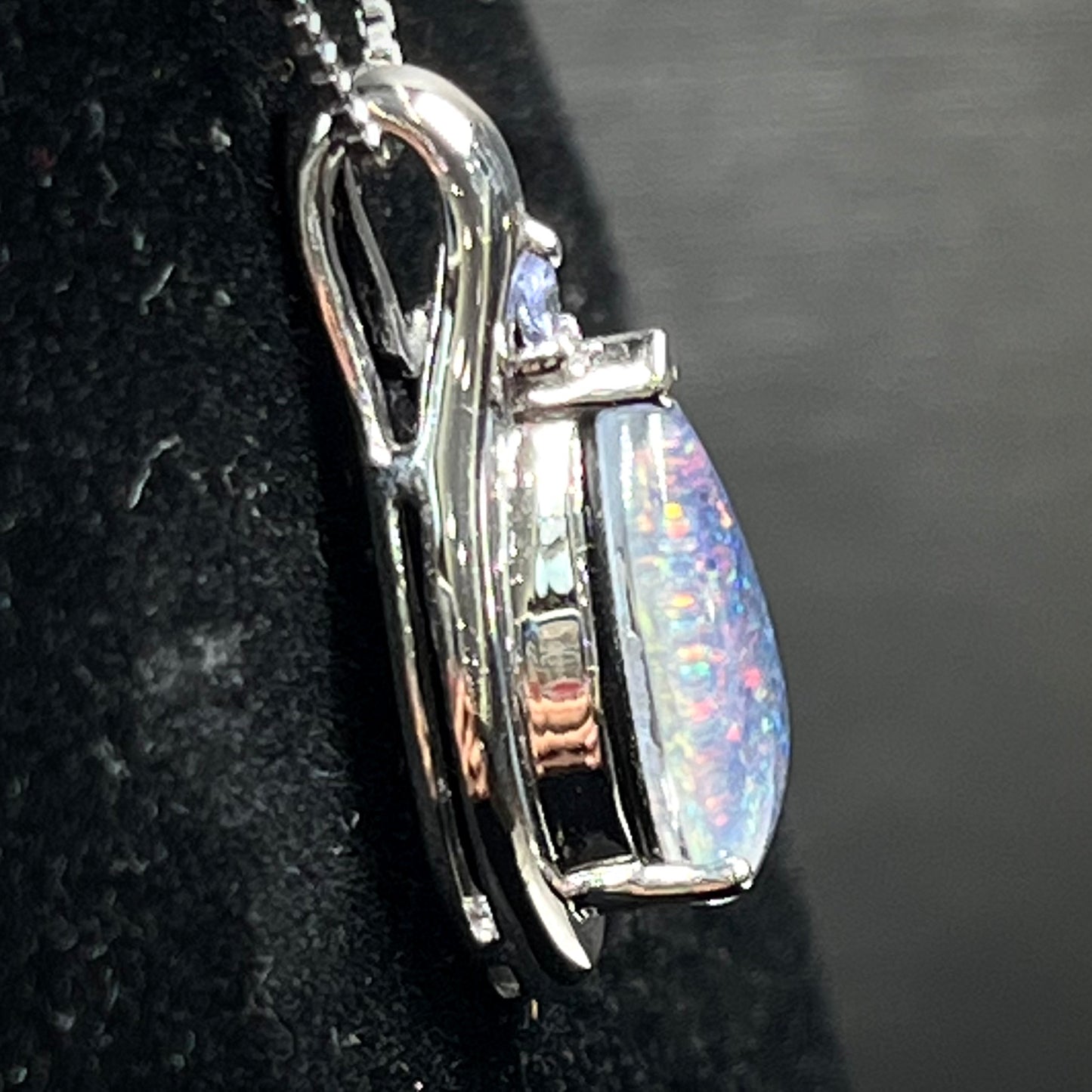 Terrance "The Triplet" ~ Sterling Silver Black Opal Triplet Necklace