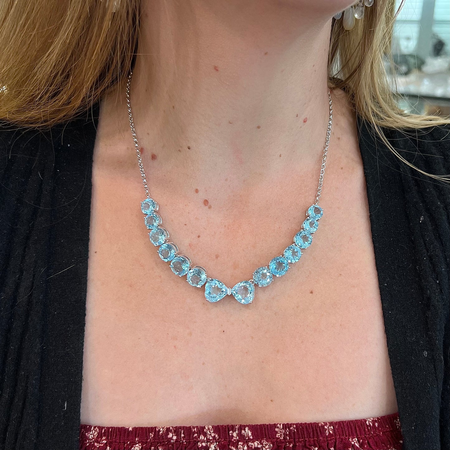 Blue Topaz & Zircon Necklace | Sterling Silver