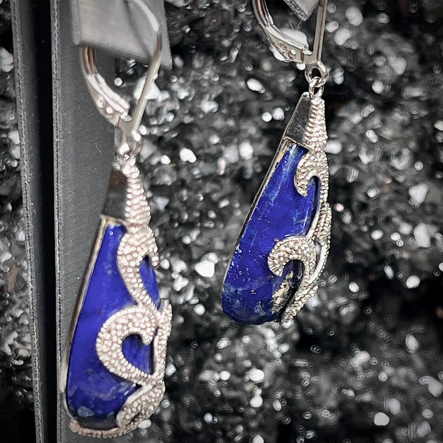 Lapis Lazuli Teardrop Earrings | Sterling Silver