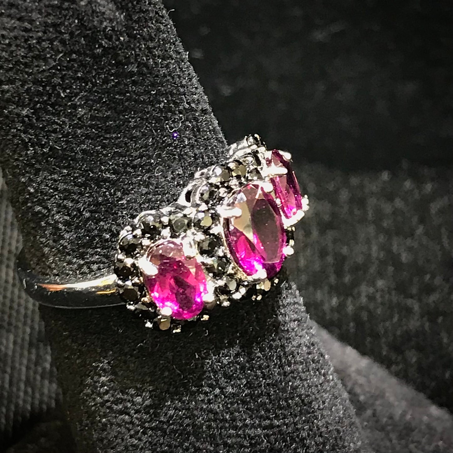 Garnet and Black Spinel Ring | Sterling Silver