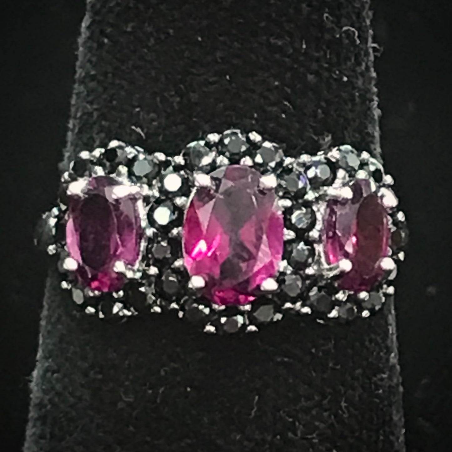 Garnet and Black Spinel Ring | Sterling Silver