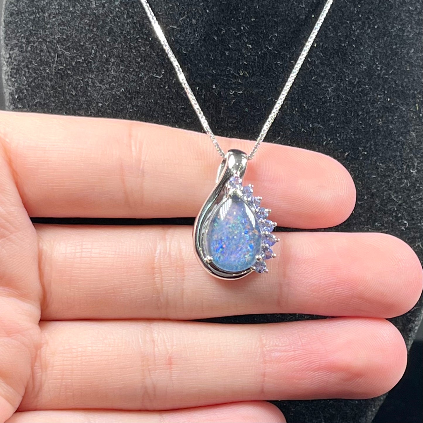 Terrance "The Triplet" ~ Sterling Silver Black Opal Triplet Necklace