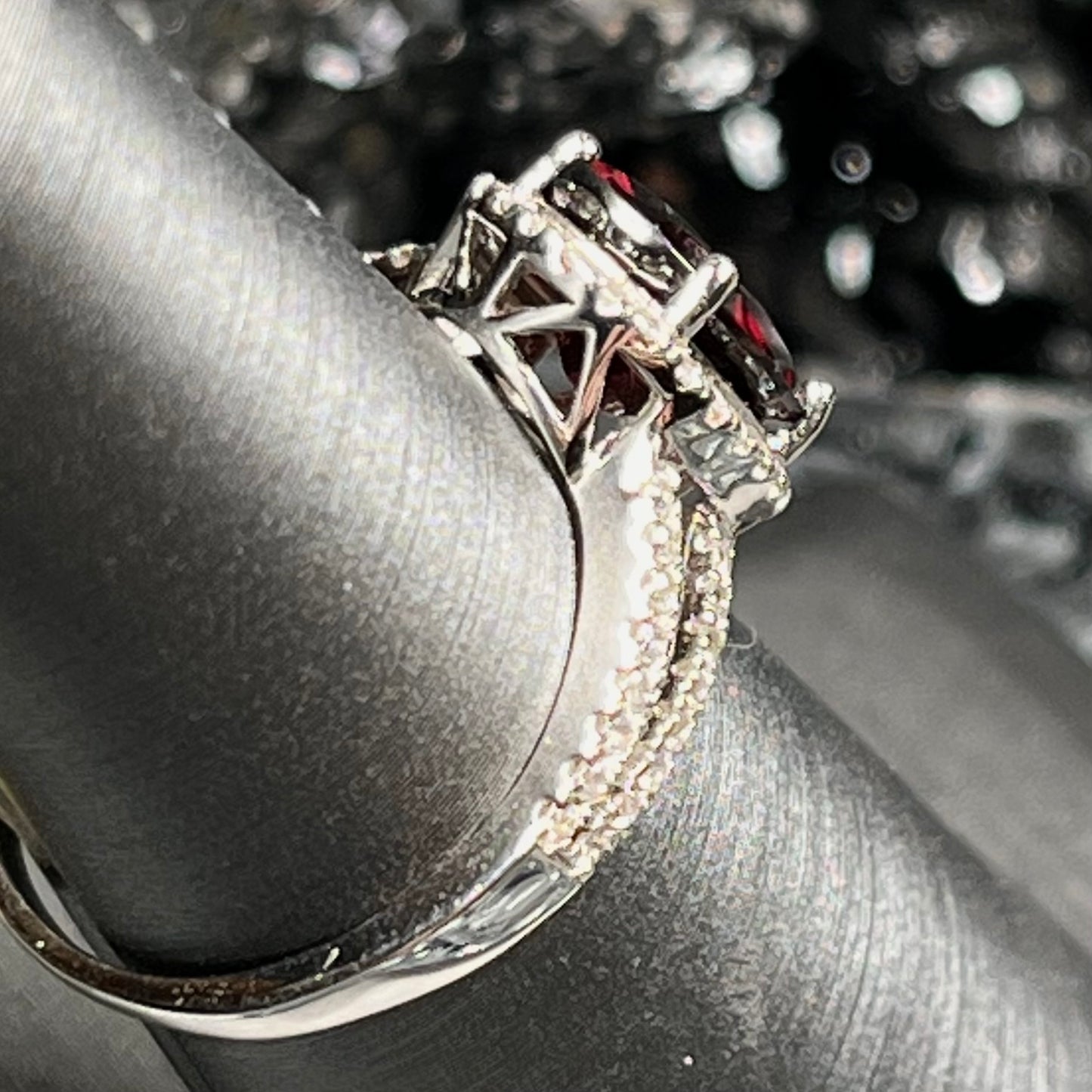 Garnet and Cubic Zirconia Ring | Sterling Silver