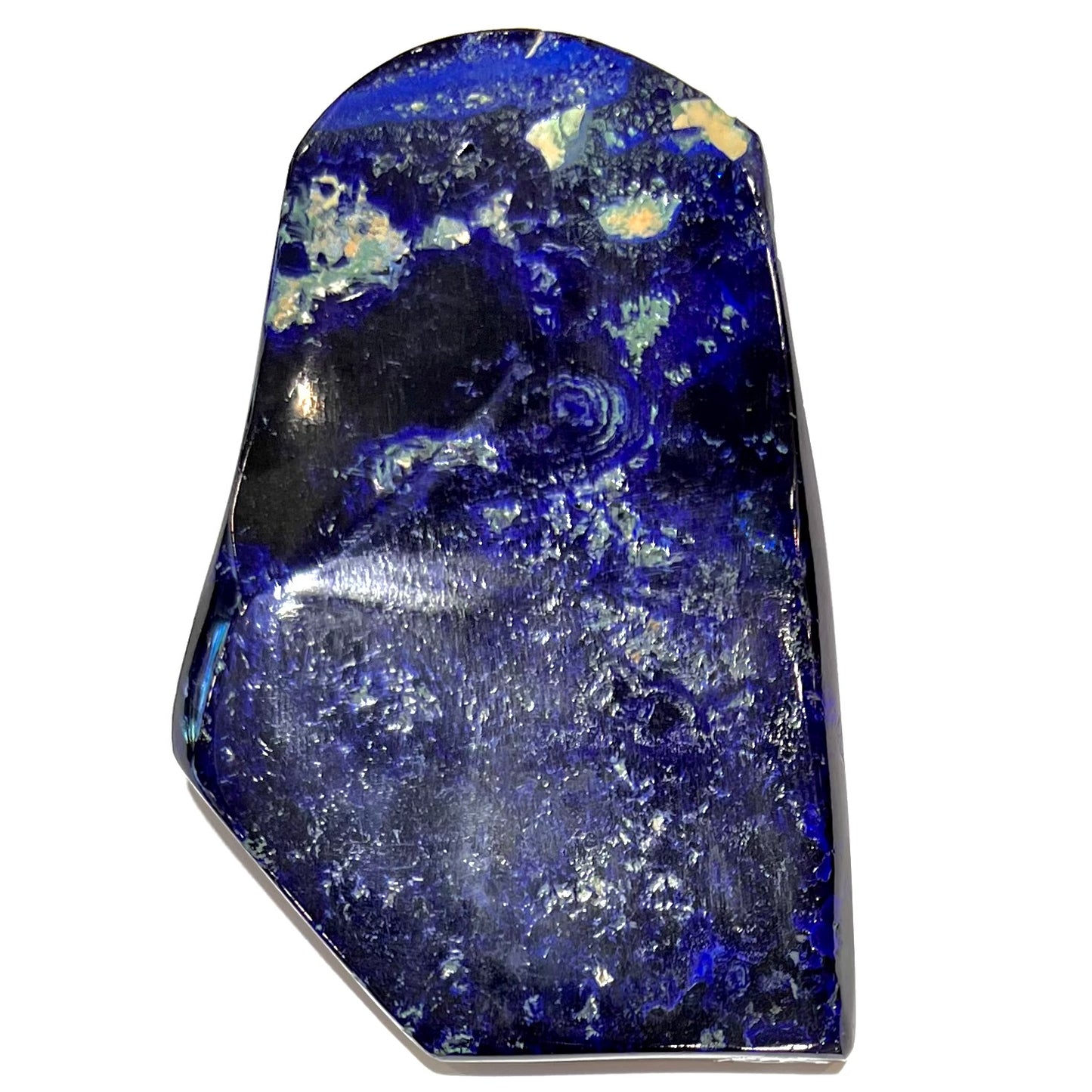 A polished piece of deep royal blue azurite.