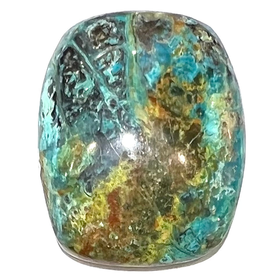 Loose turquoise with chrysocolla cabochon from Mohave County, Arizona.