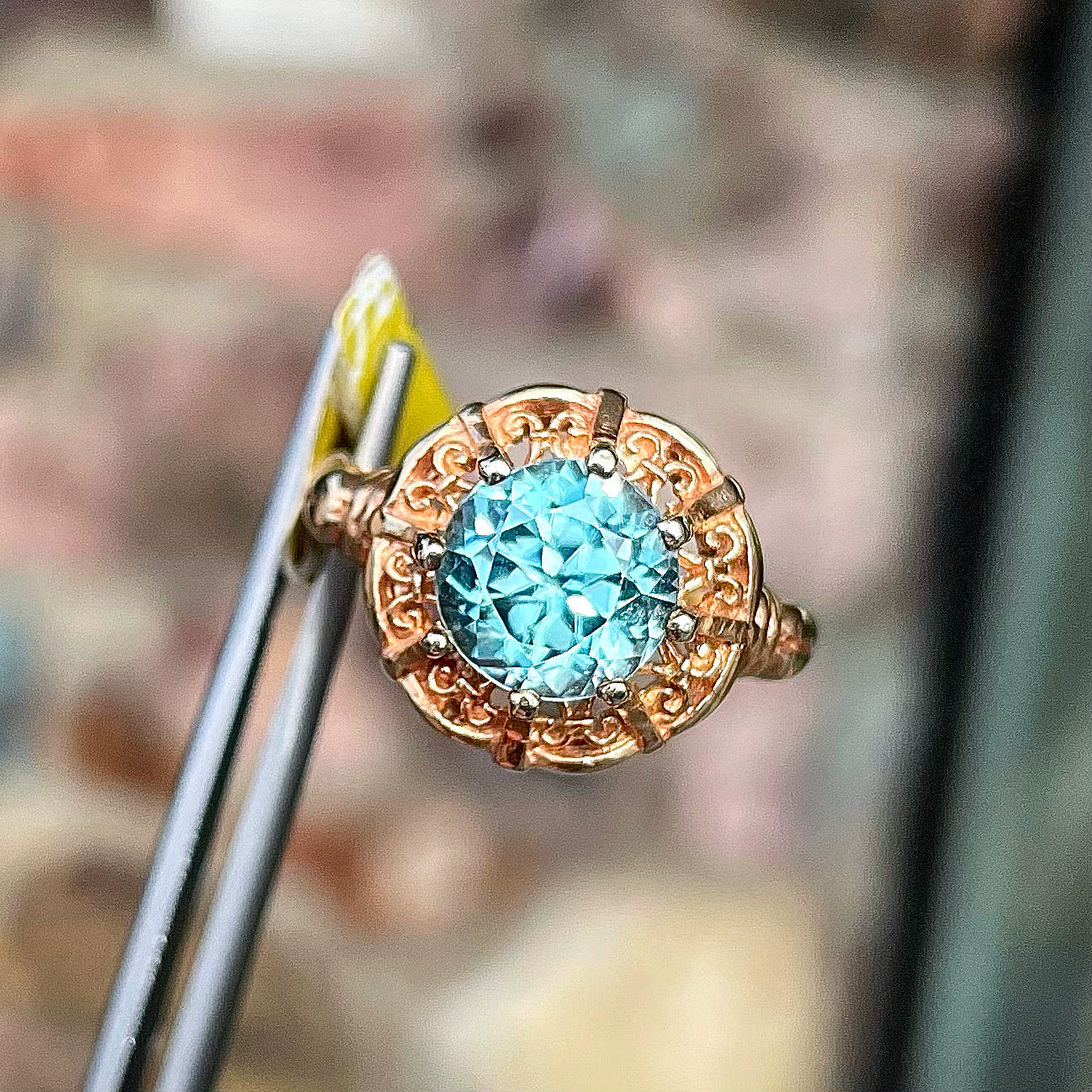 Blue Zircon Ring | 14kt