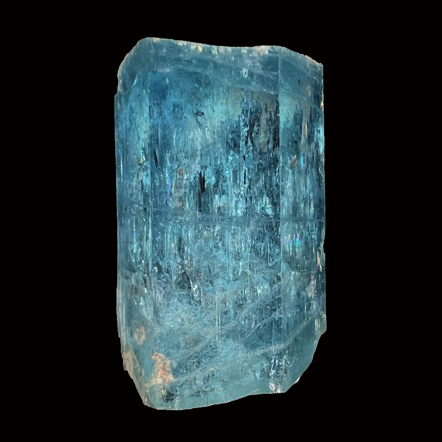 A six sided, natural blue aquamarine crystal from Vietnam.