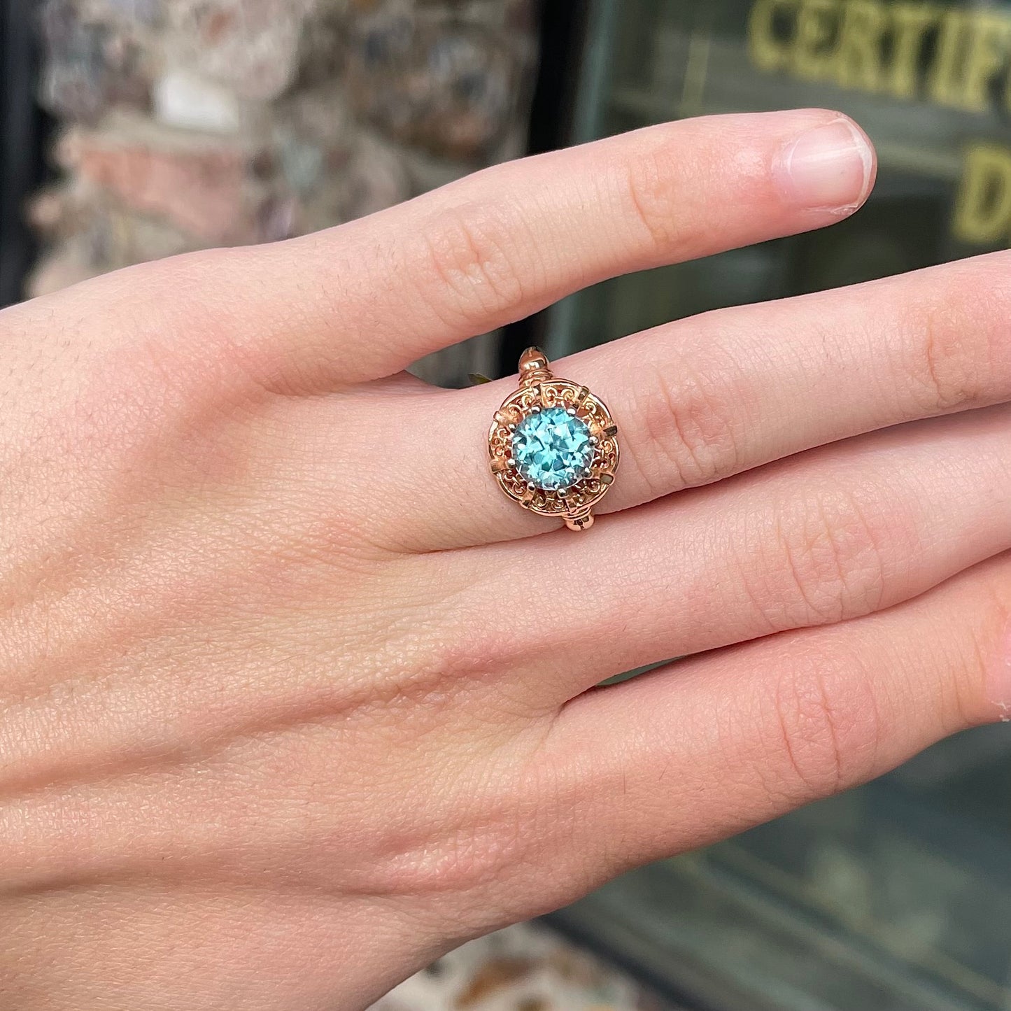 Blue Zircon Ring | 14kt
